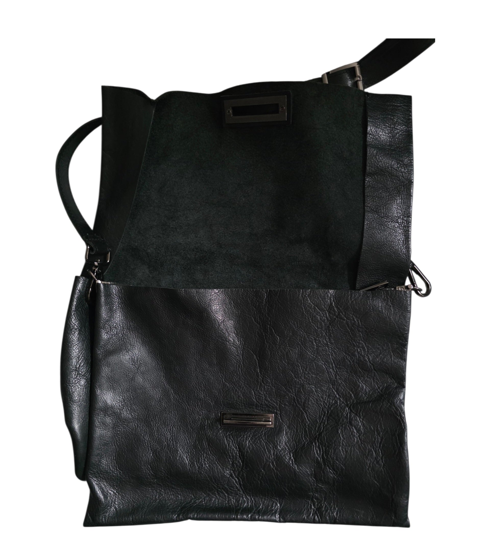 Alessia Santi leren schoudertas zwart pre-loved