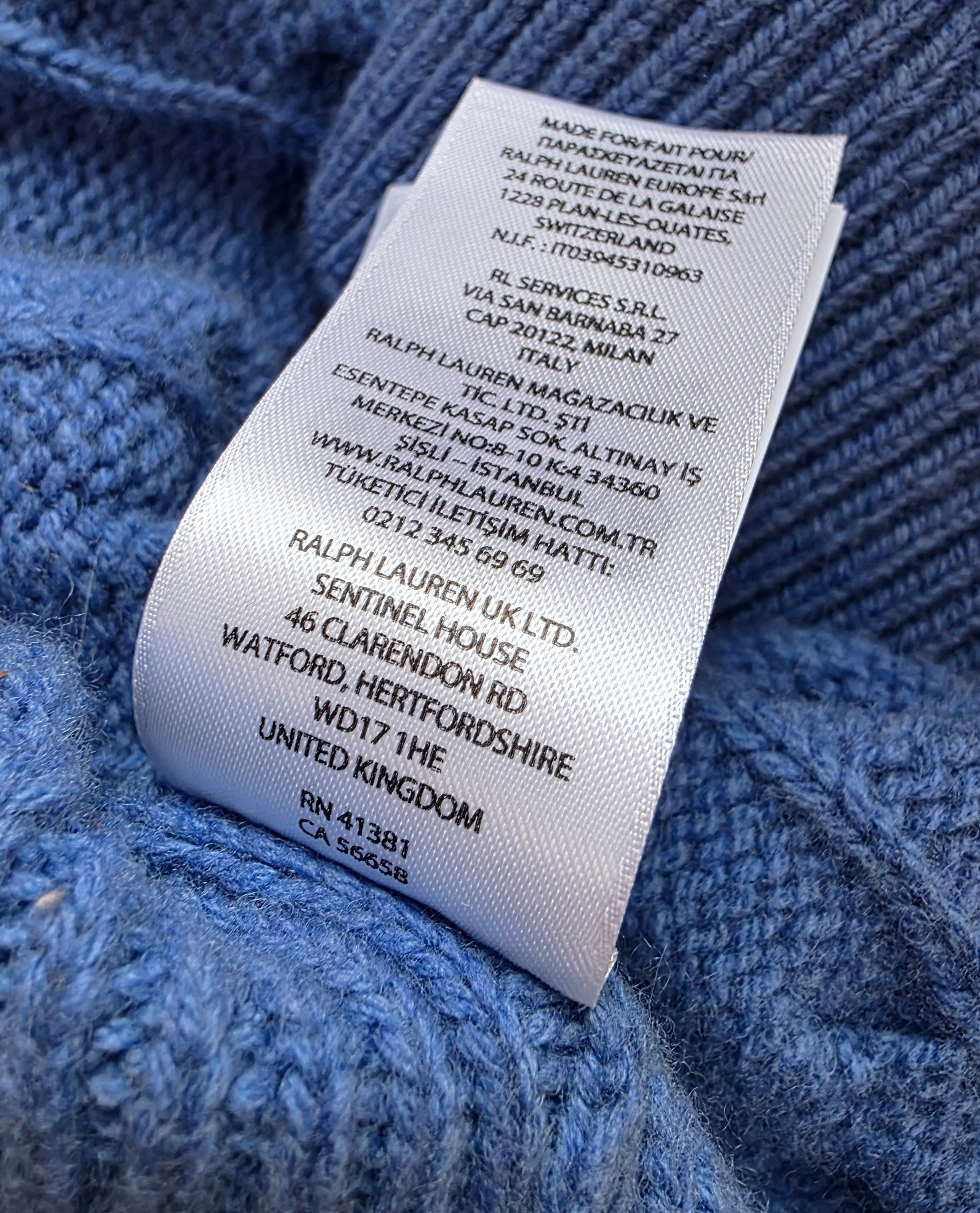 Polo by Ralph Lauren spencer wol cashmere blauw S 36 tweedehands dames designer