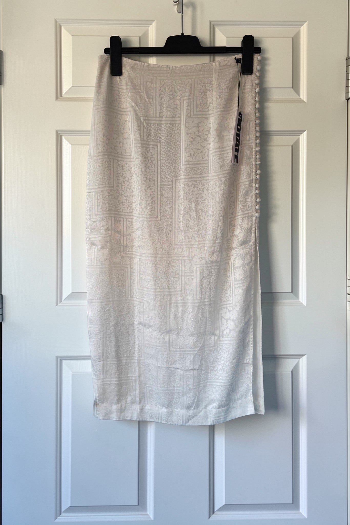 Rotate midi rok caitlin wit 38 M split en knoopjes tweedehands dames designer