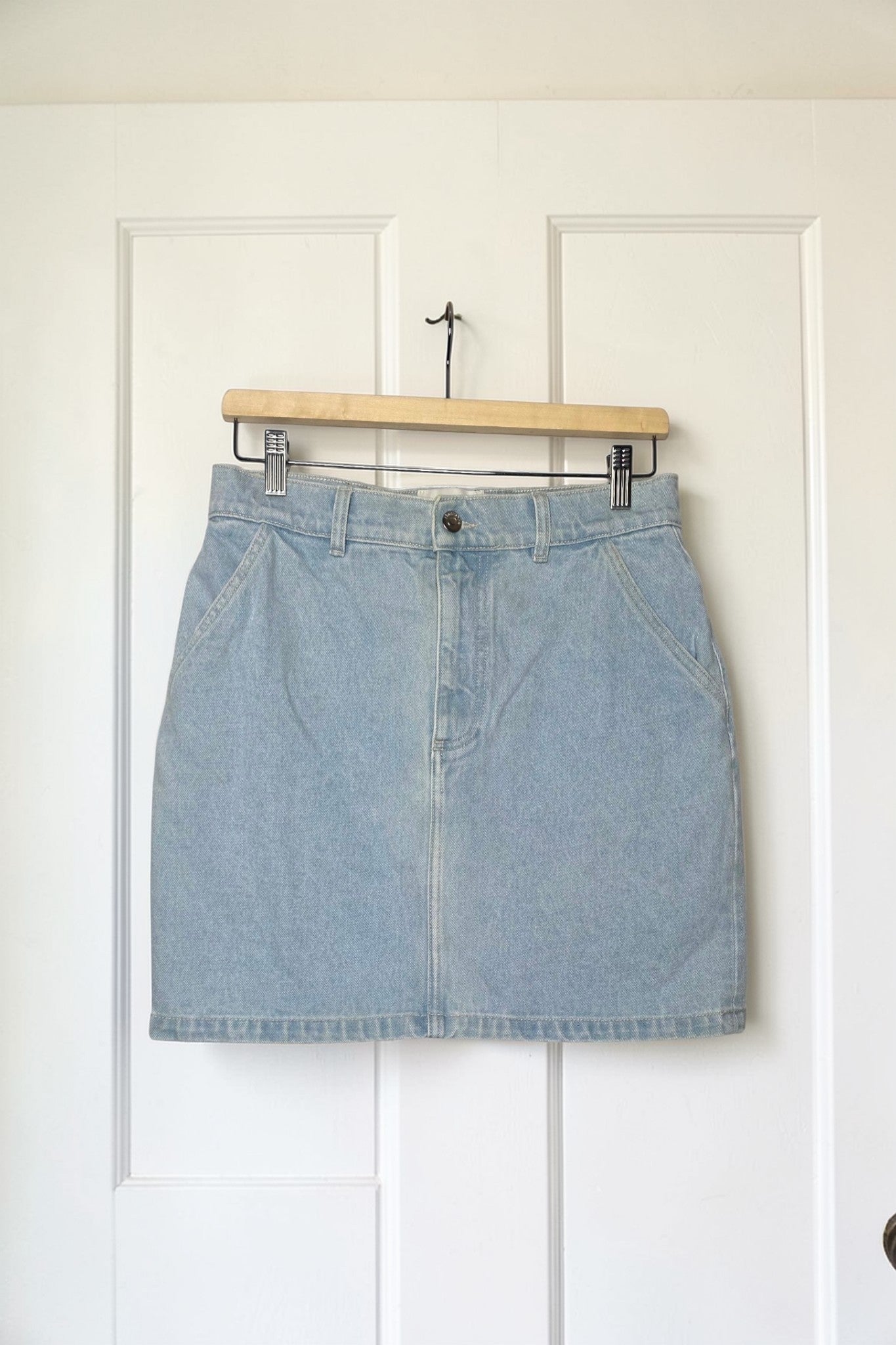 Nanushka korte denim spijkerrok blauw M tweedehands dames designer