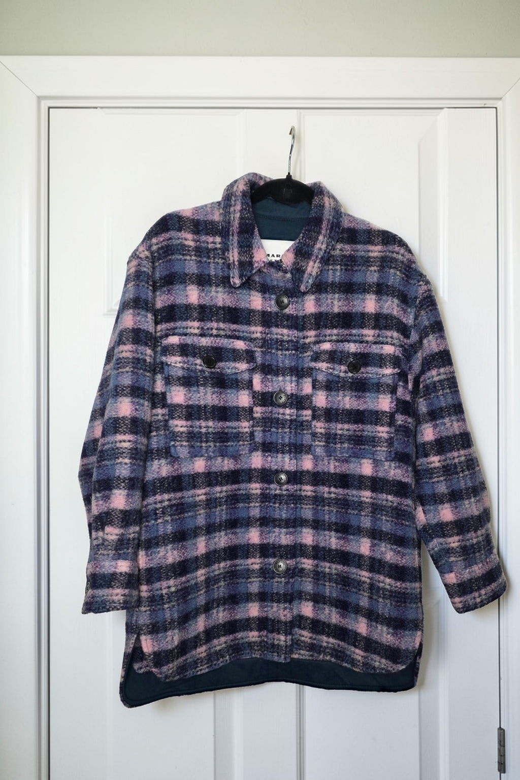 Marant Etoile mid jacket overjas Fontizi lila paars blauw L 40 tweedehands dames designer