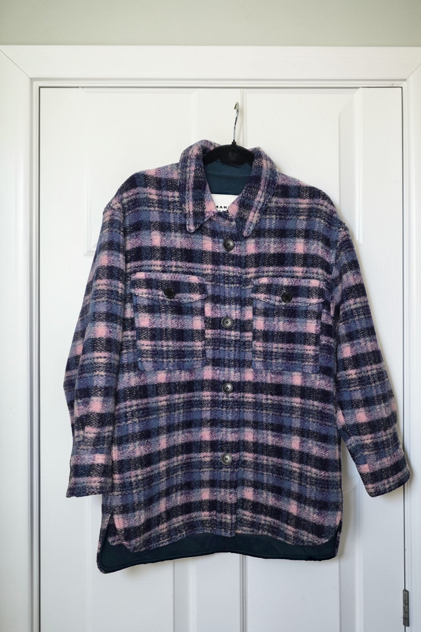Marant Etoile mid jacket overjas Fontizi lila paars blauw L 40 tweedehands dames designer