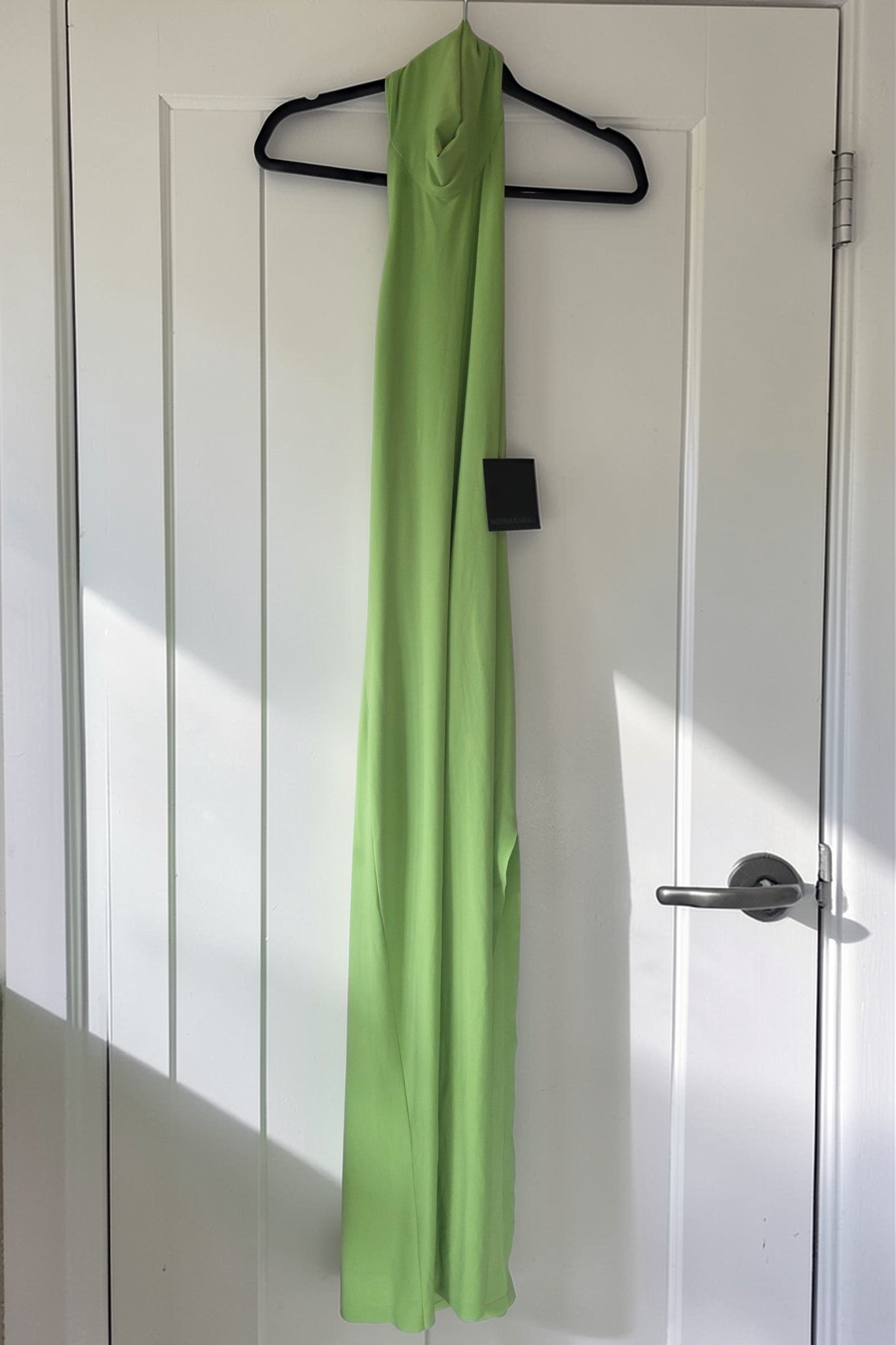 Norma kamali halter turtleneck jurk met split groen xl nieuw