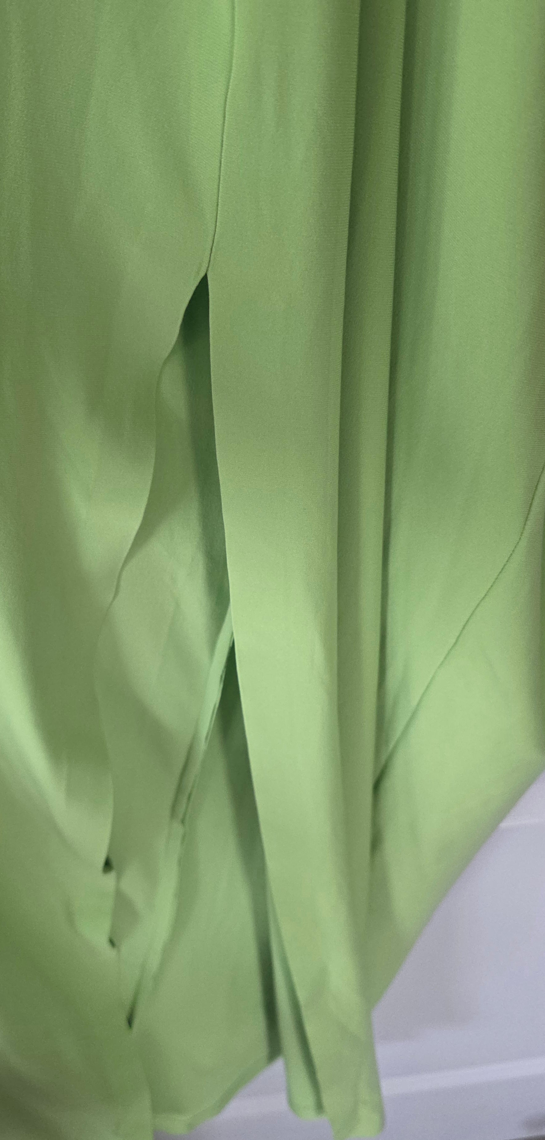 Norma kamali halter turtleneck jurk met split groen xl nieuw