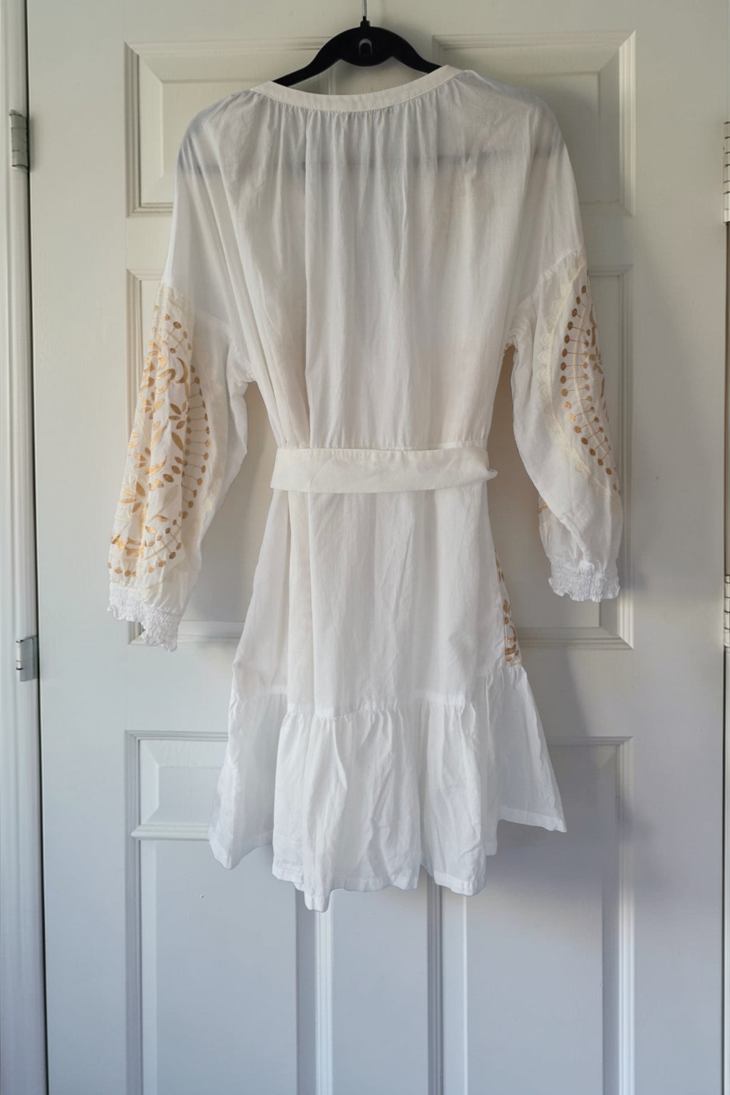 Greek Archaic Kori korte jurk wit goud S 36 Pre-Loved