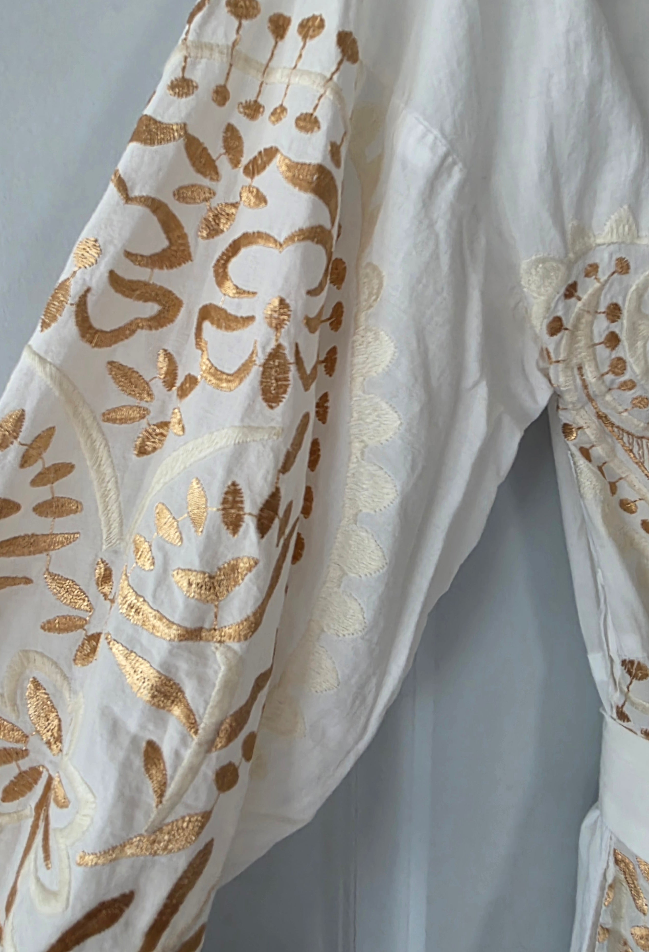 Greek Archaic Kori korte jurk wit goud S 36 Pre-Loved