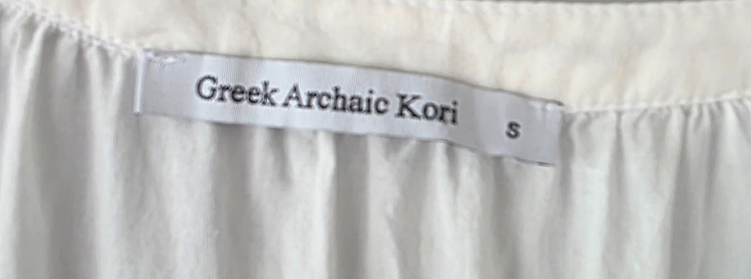 Greek Archaic Kori korte jurk wit goud S 36 Pre-Loved