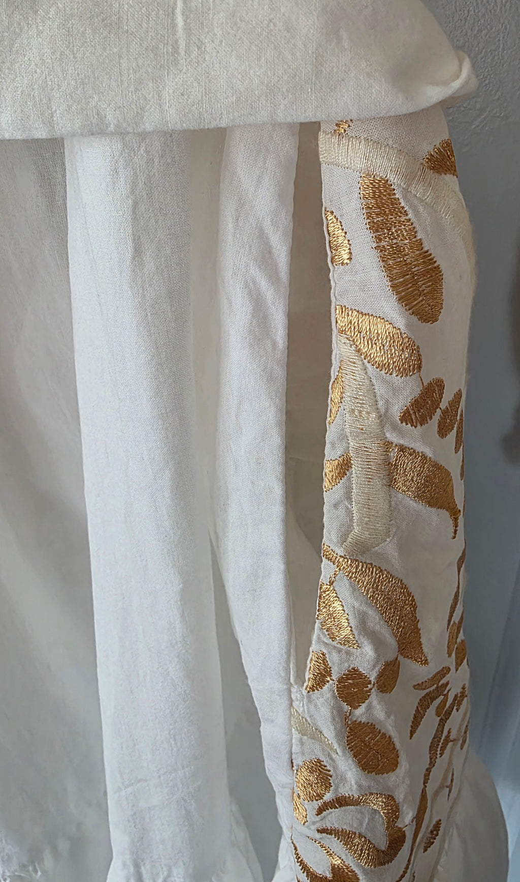 Greek Archaic Kori korte jurk wit goud S 36 Pre-Loved