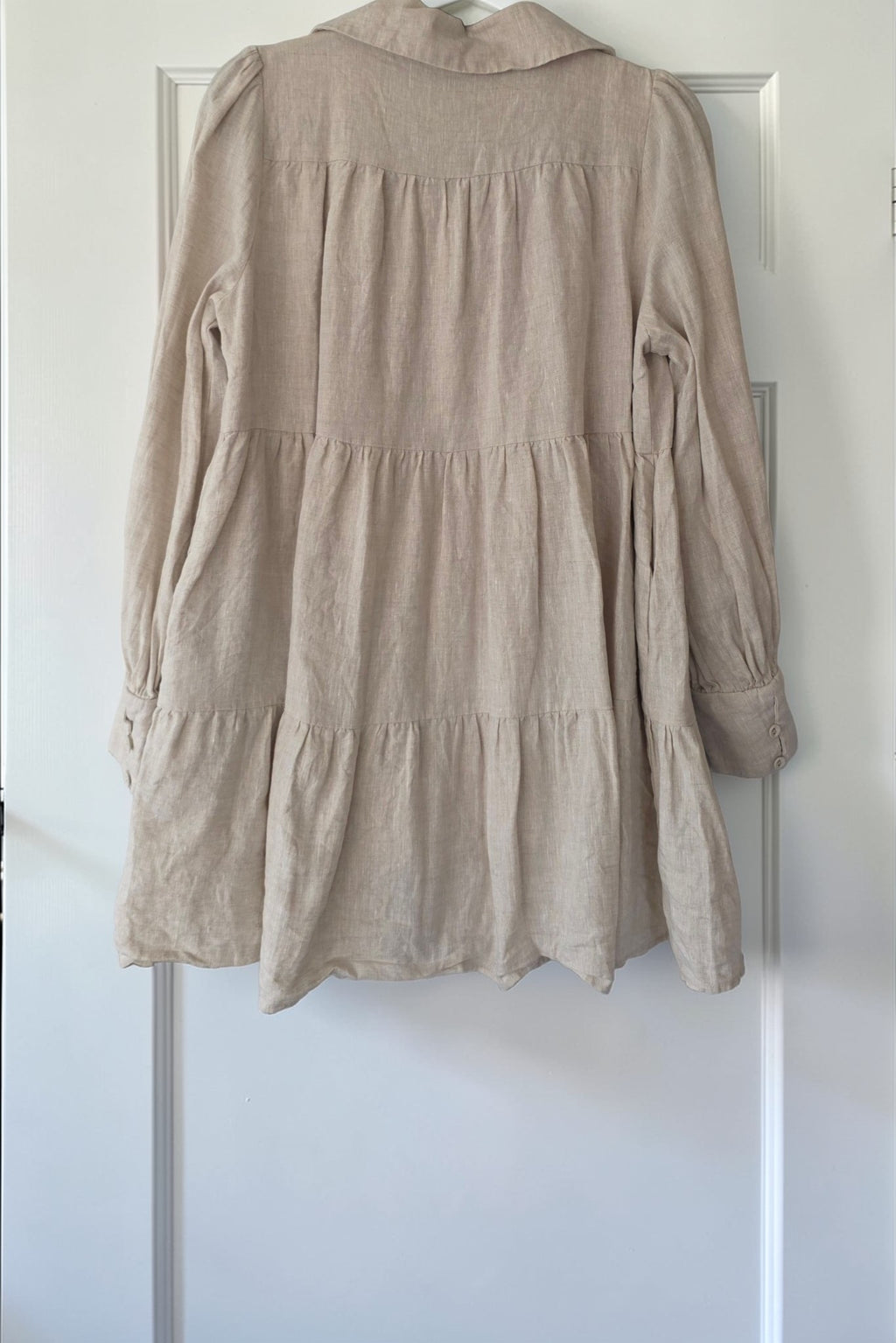 Dissh wijde linnen mini jurk beige M pre-loved designer