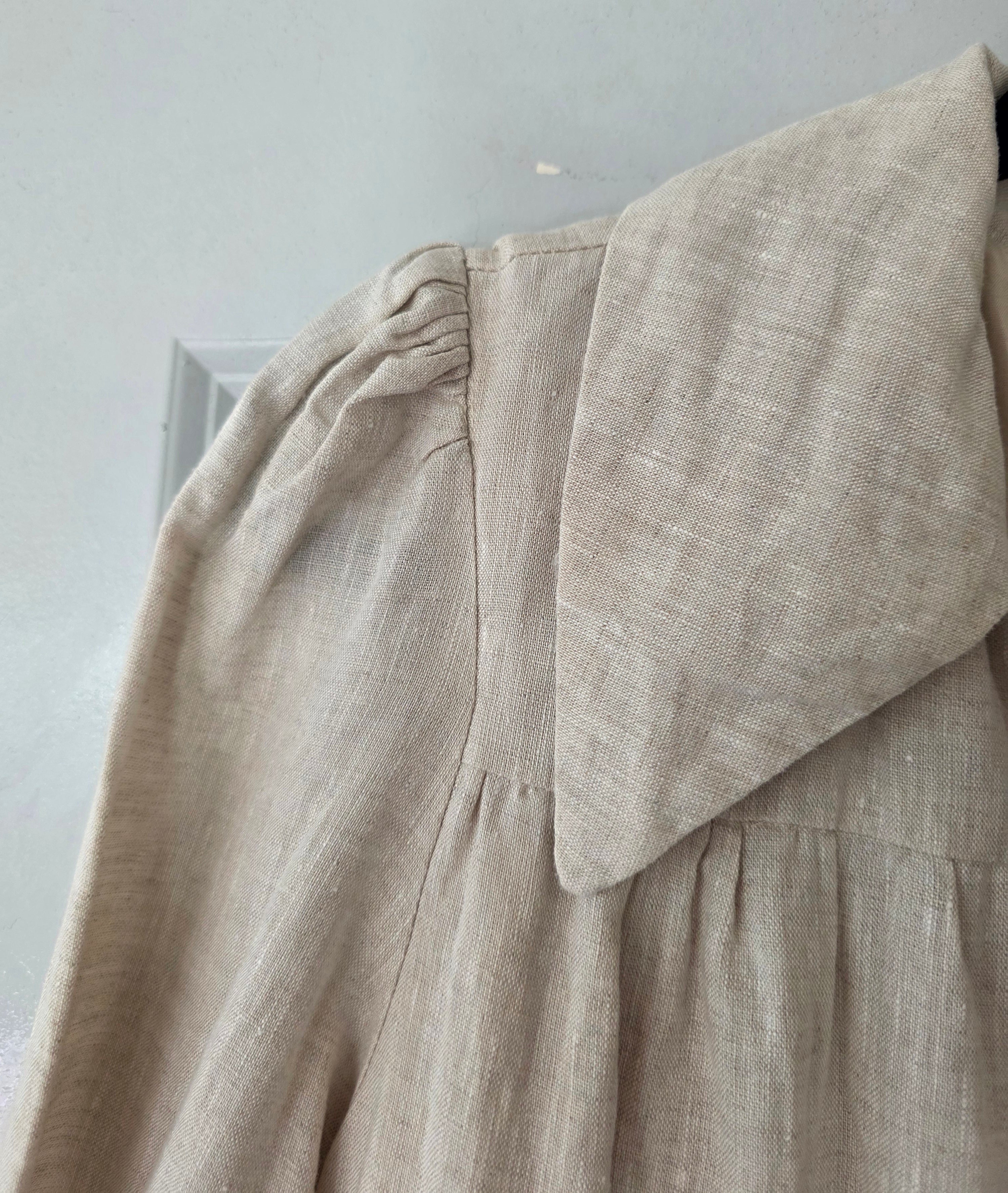 Dissh wijde linnen mini jurk beige M pre-loved designer