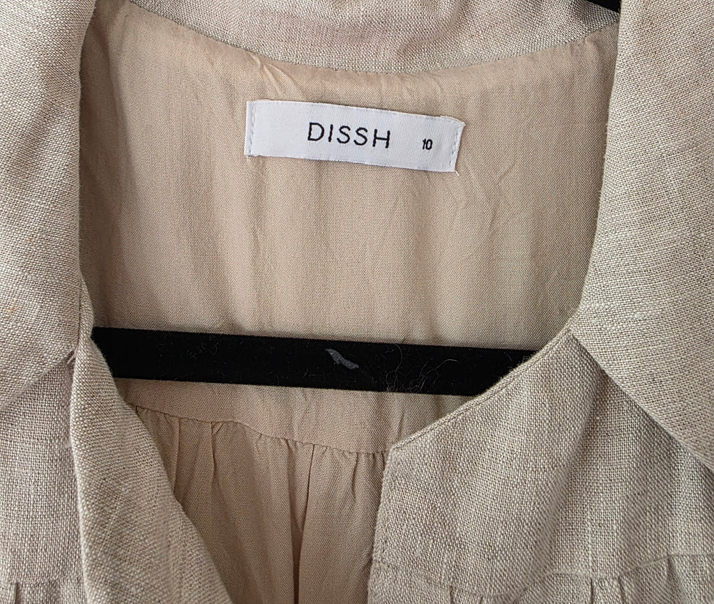 Dissh wijde linnen mini jurk beige M pre-loved designer