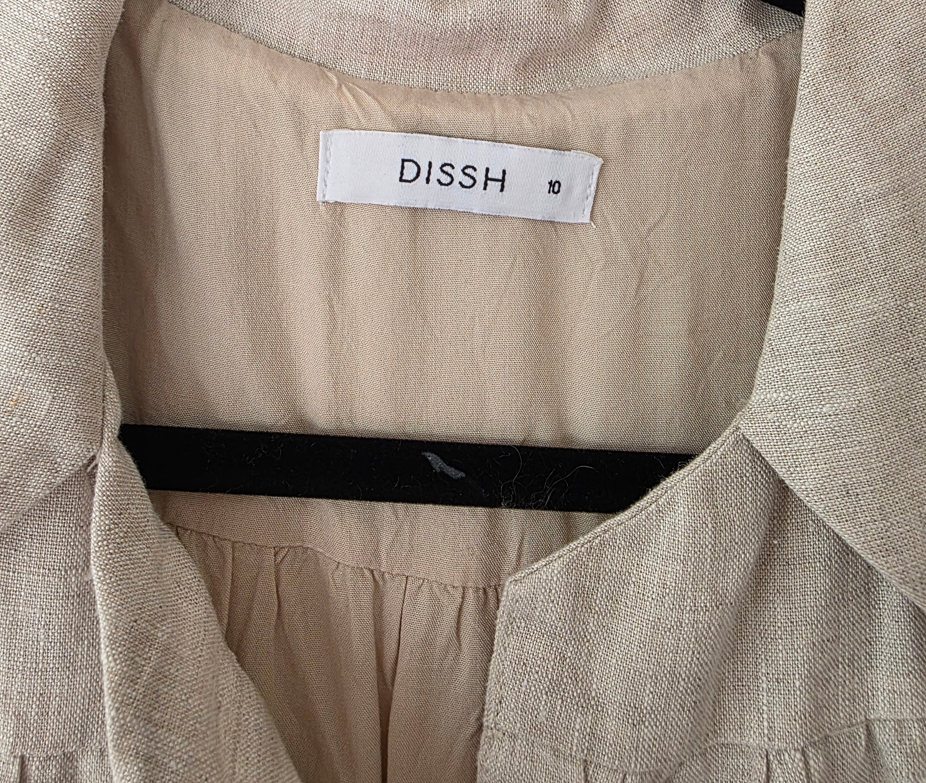 Dissh wijde linnen mini jurk beige M pre-loved designer