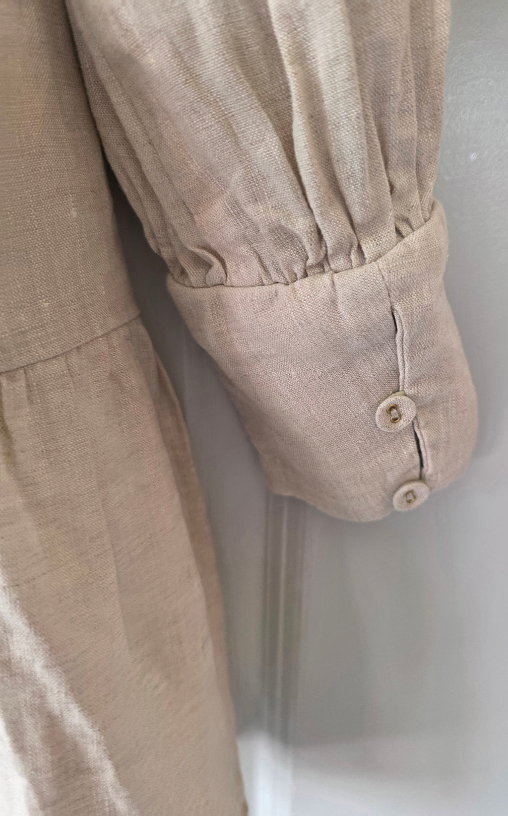 Dissh wijde linnen mini jurk beige M pre-loved designer