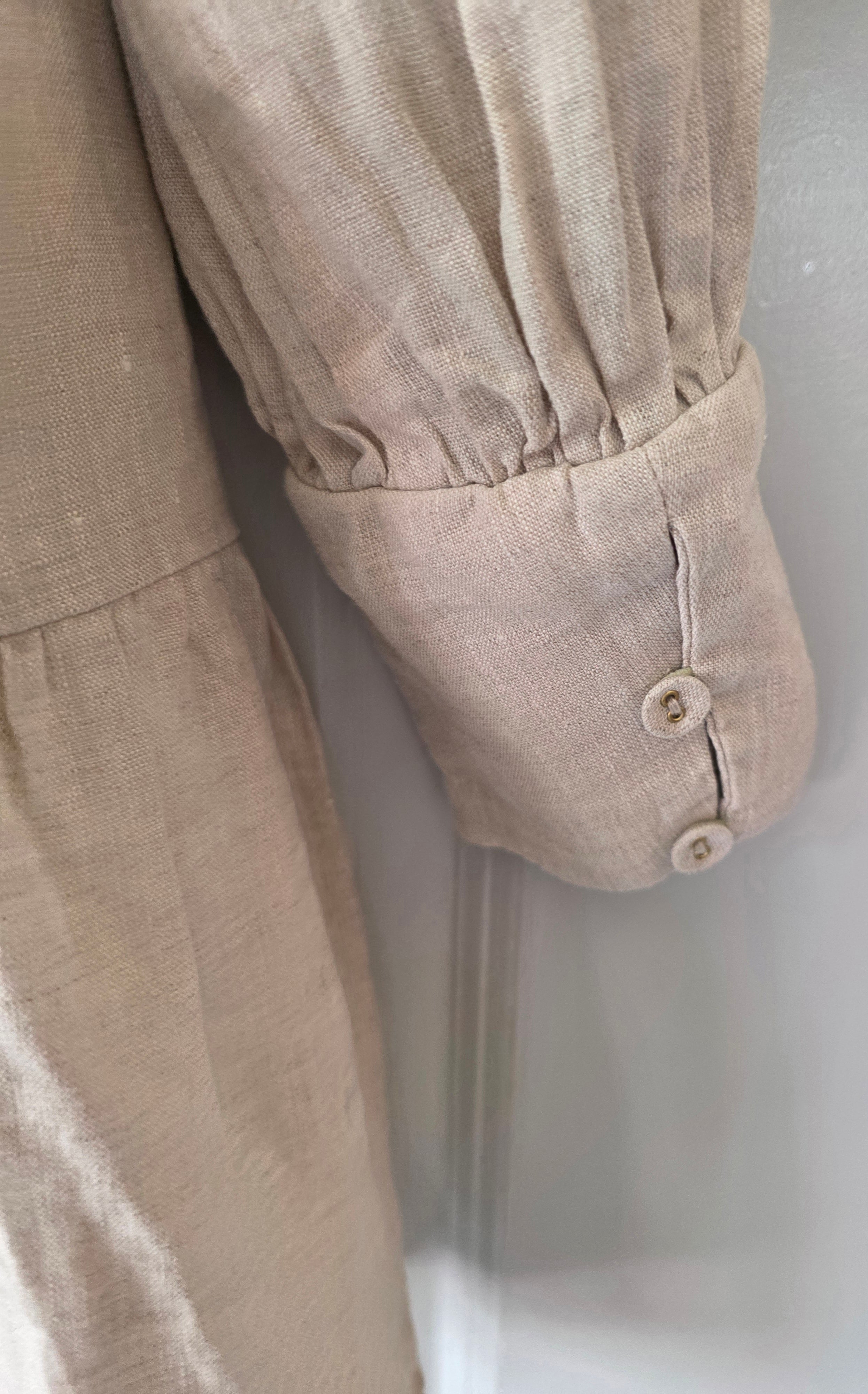 Dissh wijde linnen mini jurk beige M pre-loved designer