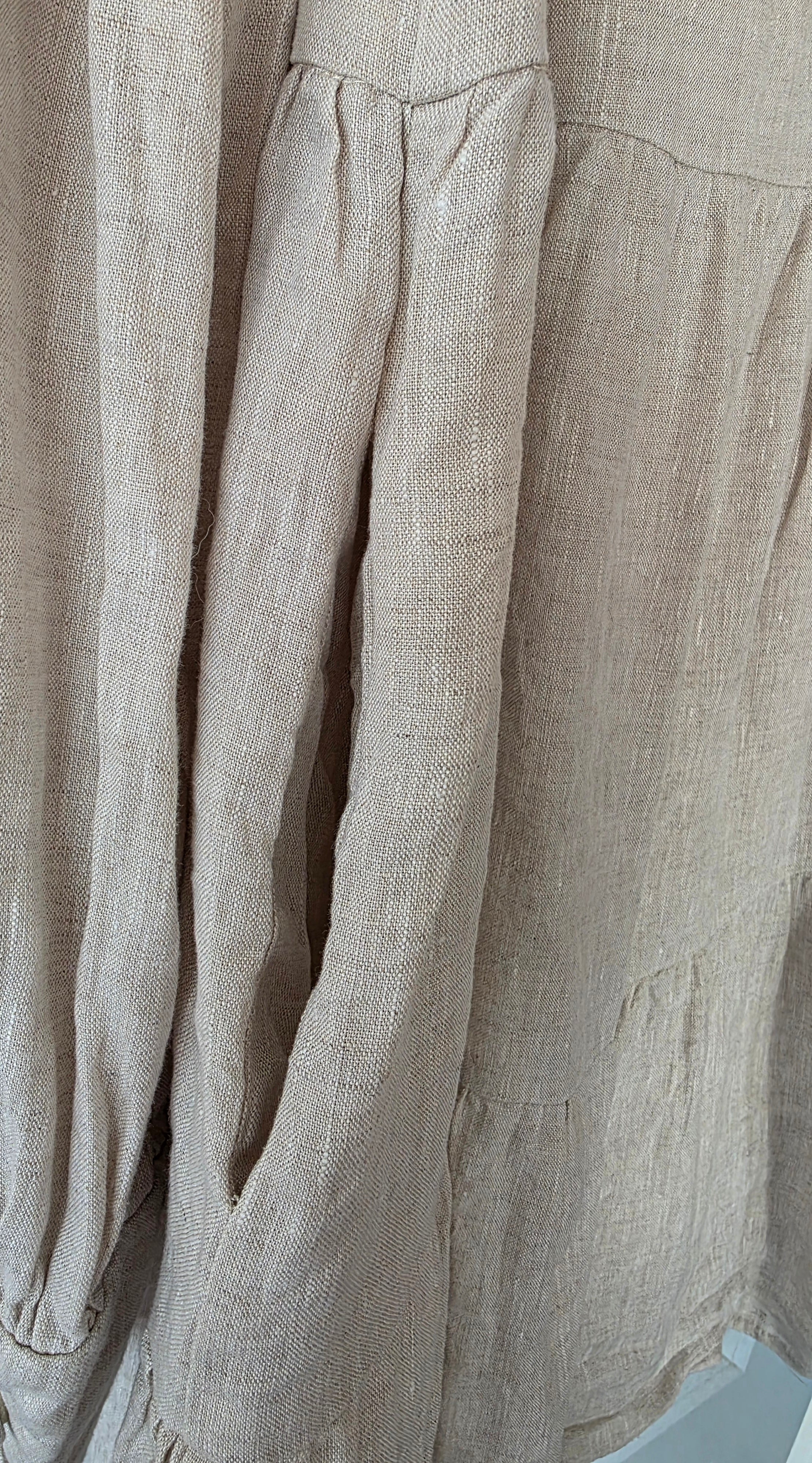 Dissh wijde linnen mini jurk beige M pre-loved designer