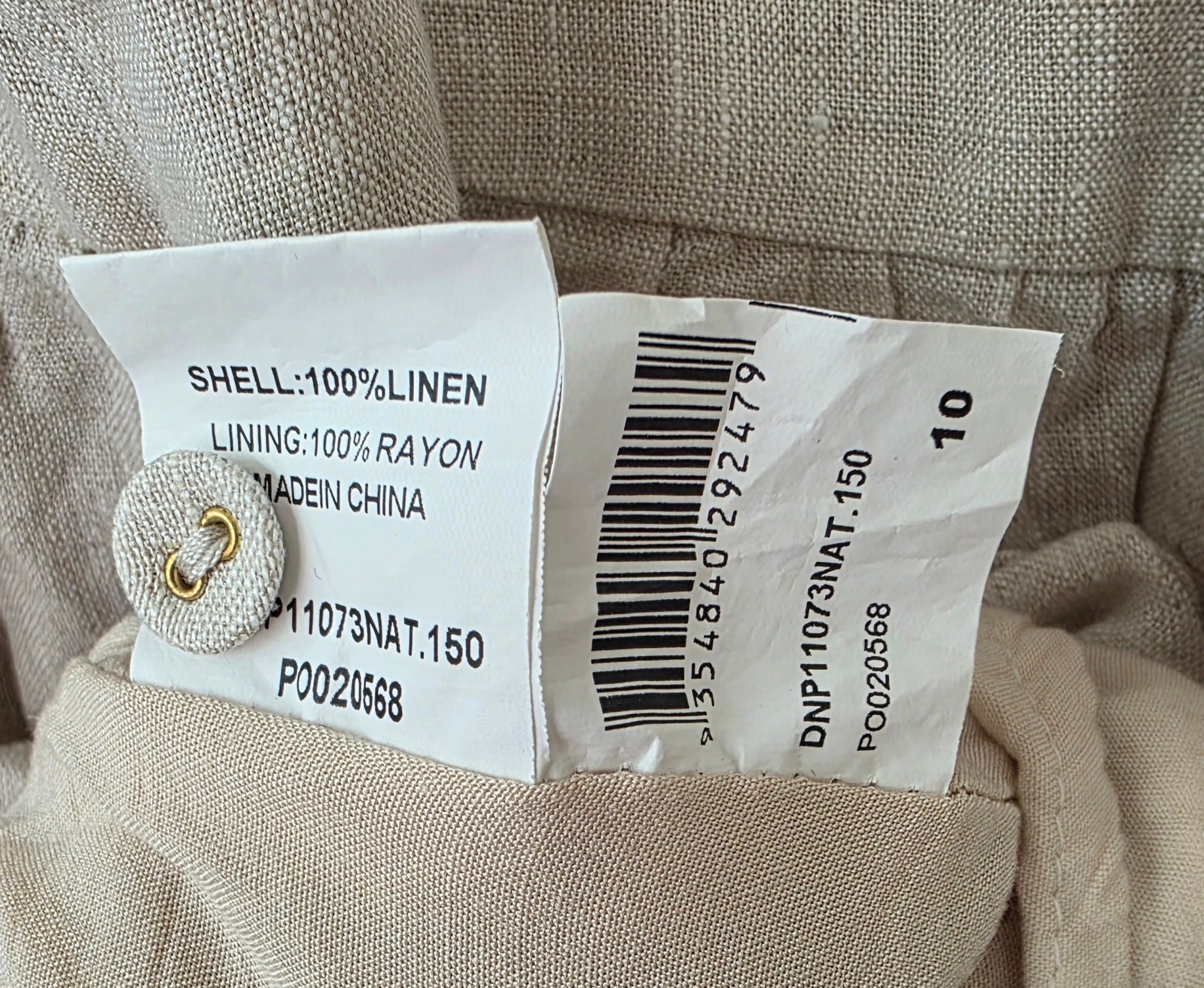 Dissh wijde linnen mini jurk beige M pre-loved designer