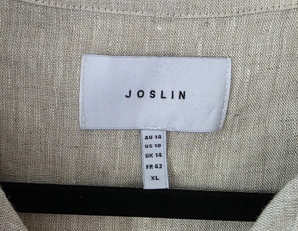 Joslin studio linnen blouse beige zwart boho ibiza pre-loved designer xl