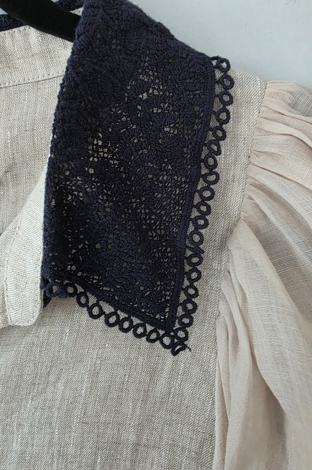 Joslin studio linnen blouse beige zwart boho ibiza pre-loved designer xl