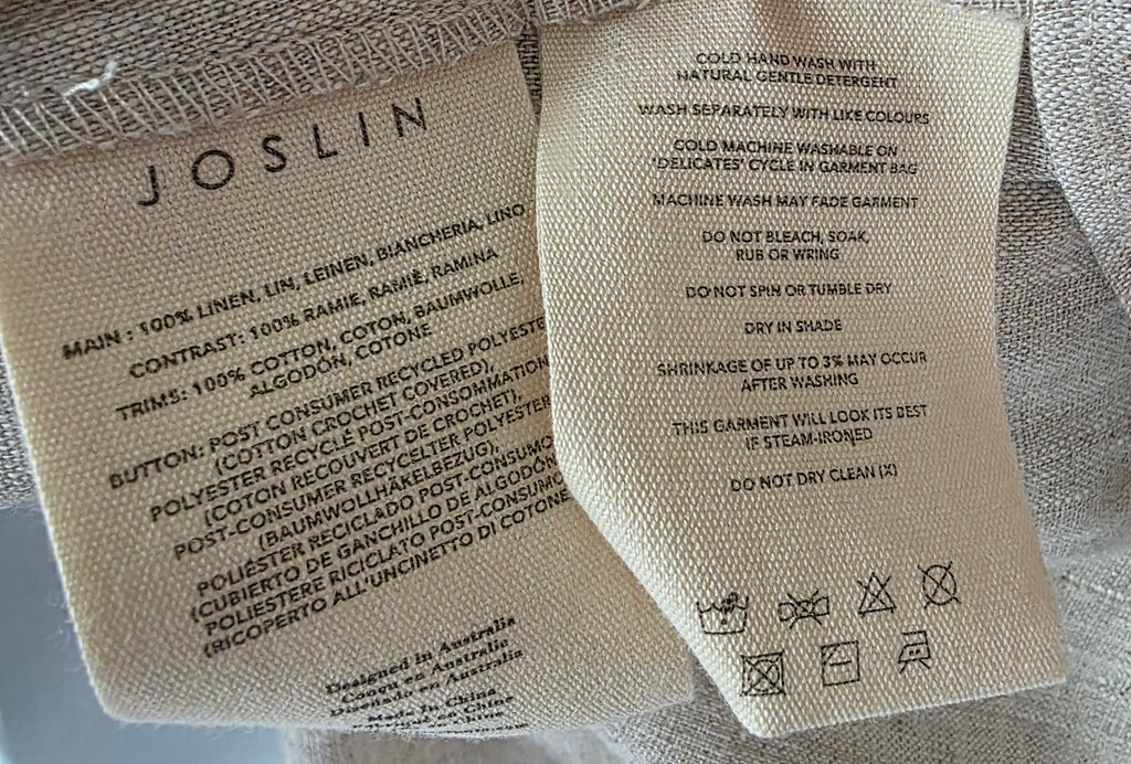 Joslin studio linnen blouse beige zwart boho ibiza pre-loved designer xl