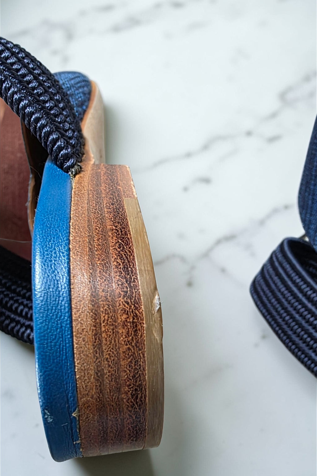 Malone Souliers denim instappers puntneus schoenen flats leer blauw 37 tweedehands dames designer