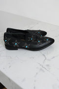 Valentino Garavani pointed beatle star studded leren instappers schoenen loafers zwart 37 tweedehands dames designer
