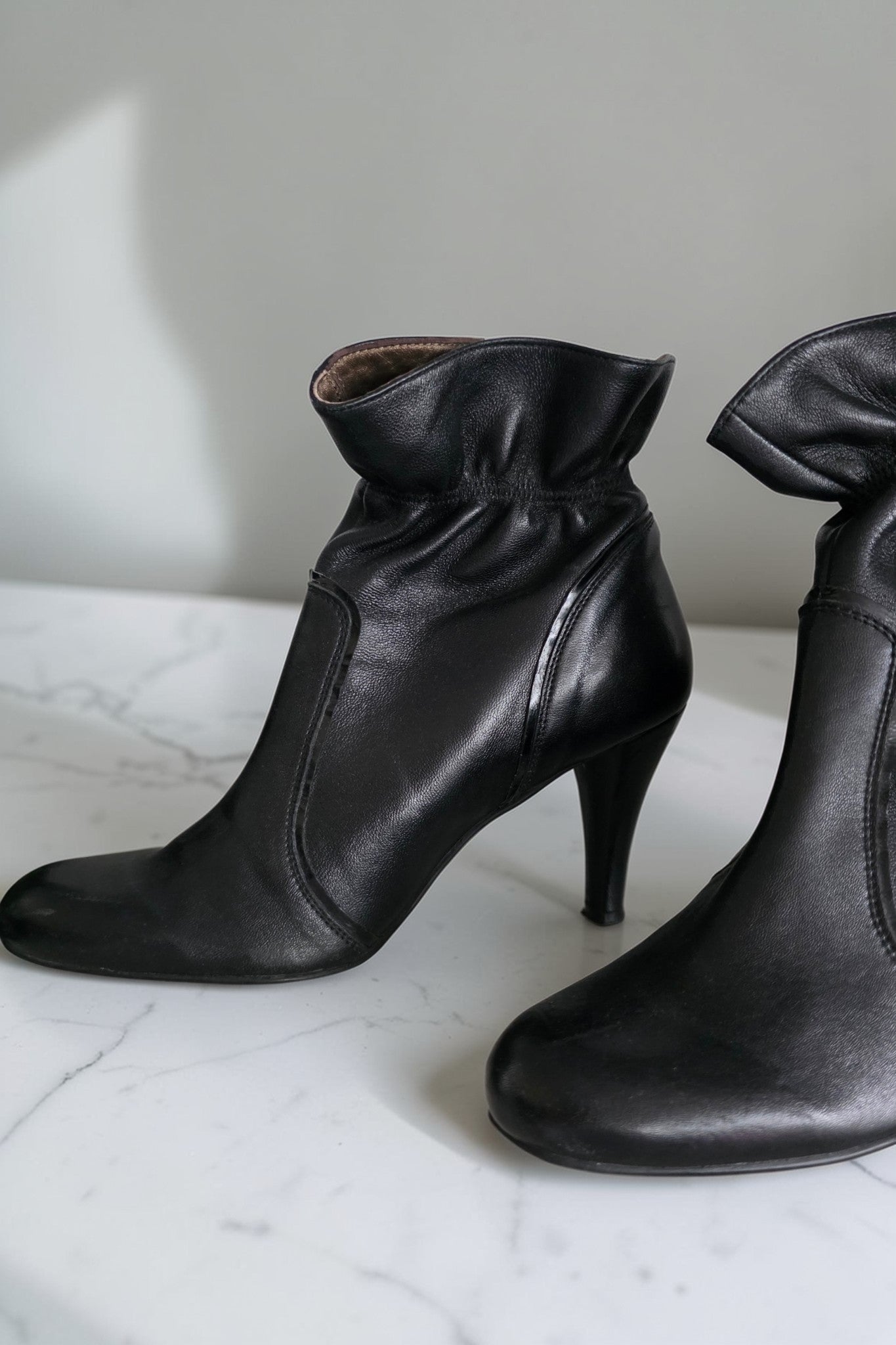 Balmain vintage leren schoenen enkellaarzen zwart pre-loved designer 40 tweedehands dames designer