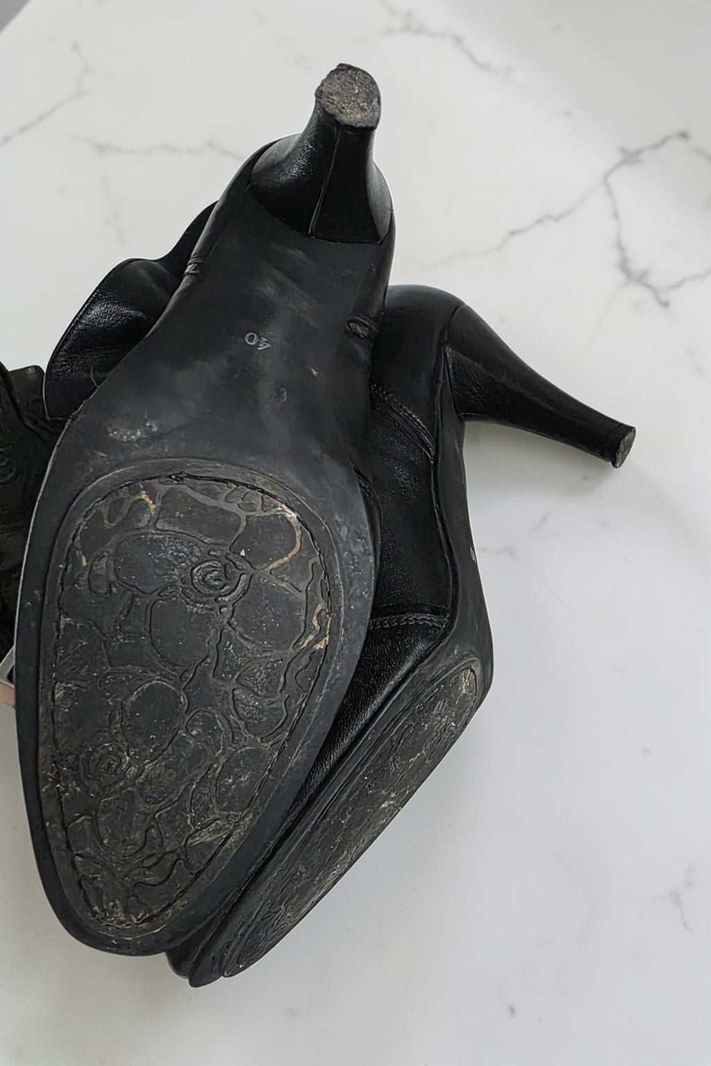 Balmain vintage leren schoenen enkellaarzen zwart pre-loved designer 40 tweedehands dames designer