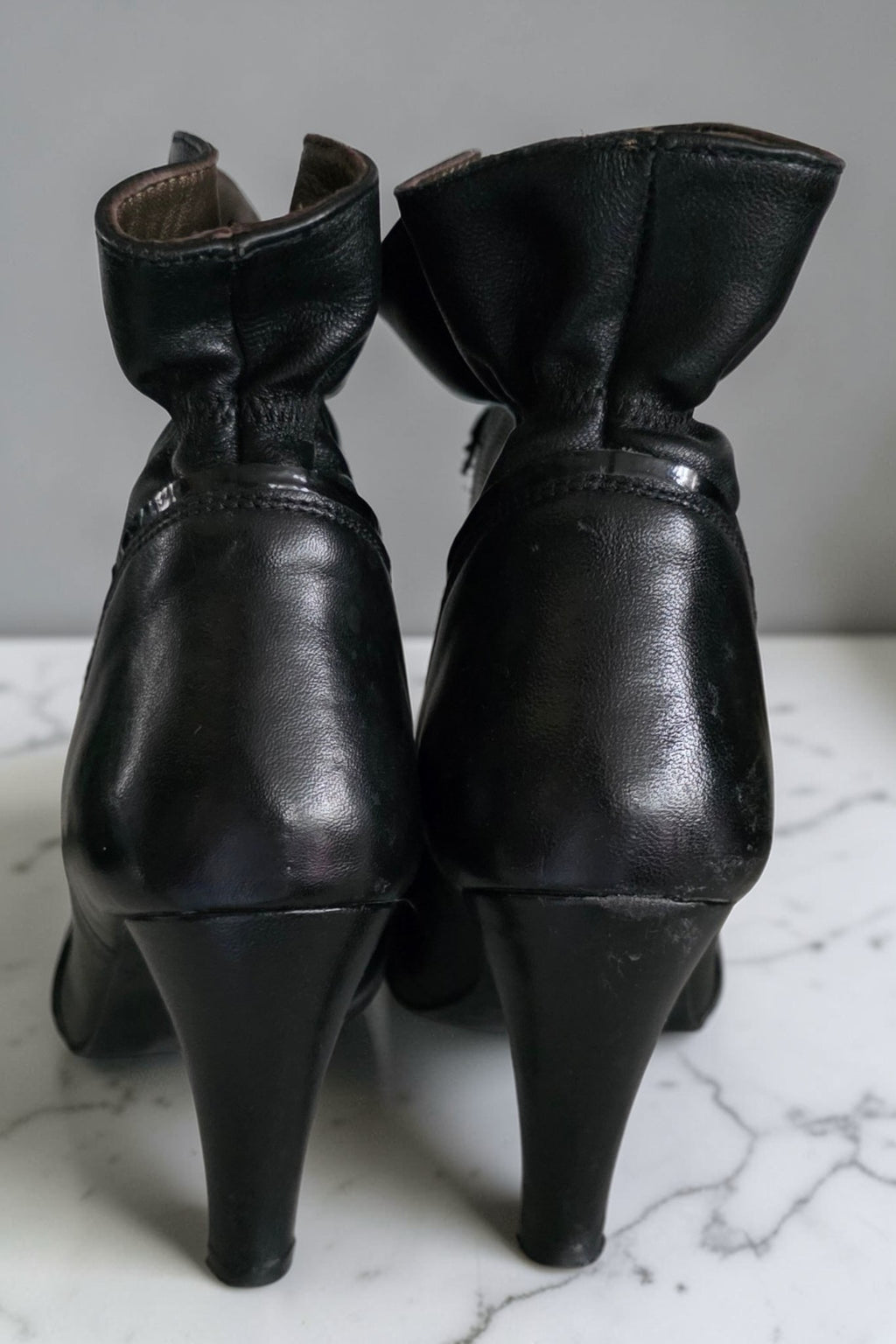 Balmain vintage leren schoenen enkellaarzen zwart pre-loved designer 40 tweedehands dames designer