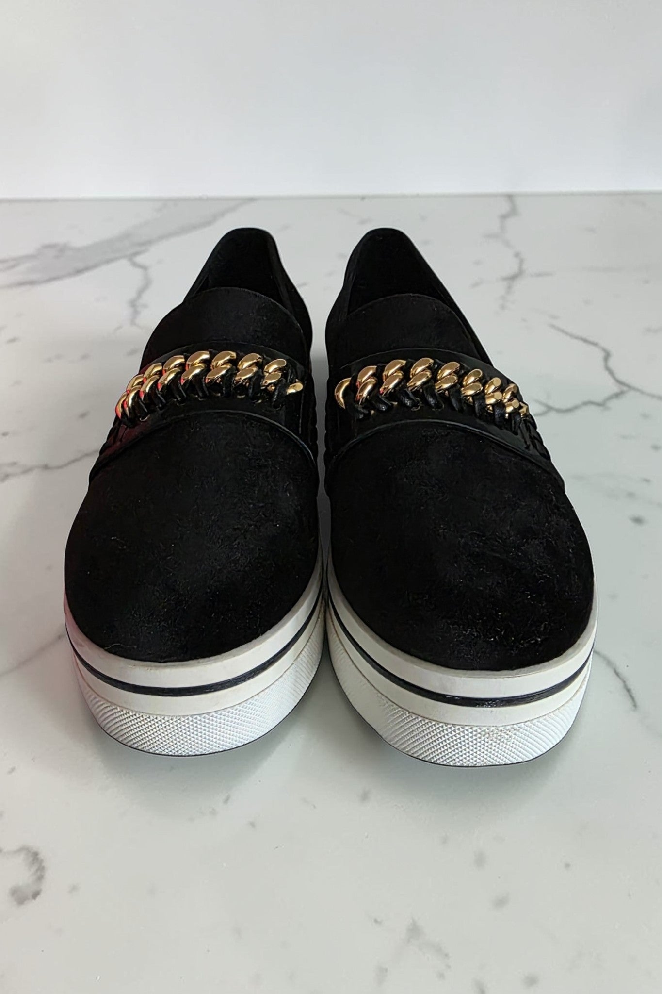 Stella mccartney platform schoenen instappers sneakers loafers velvet zwart 36 tweedehands dames designer