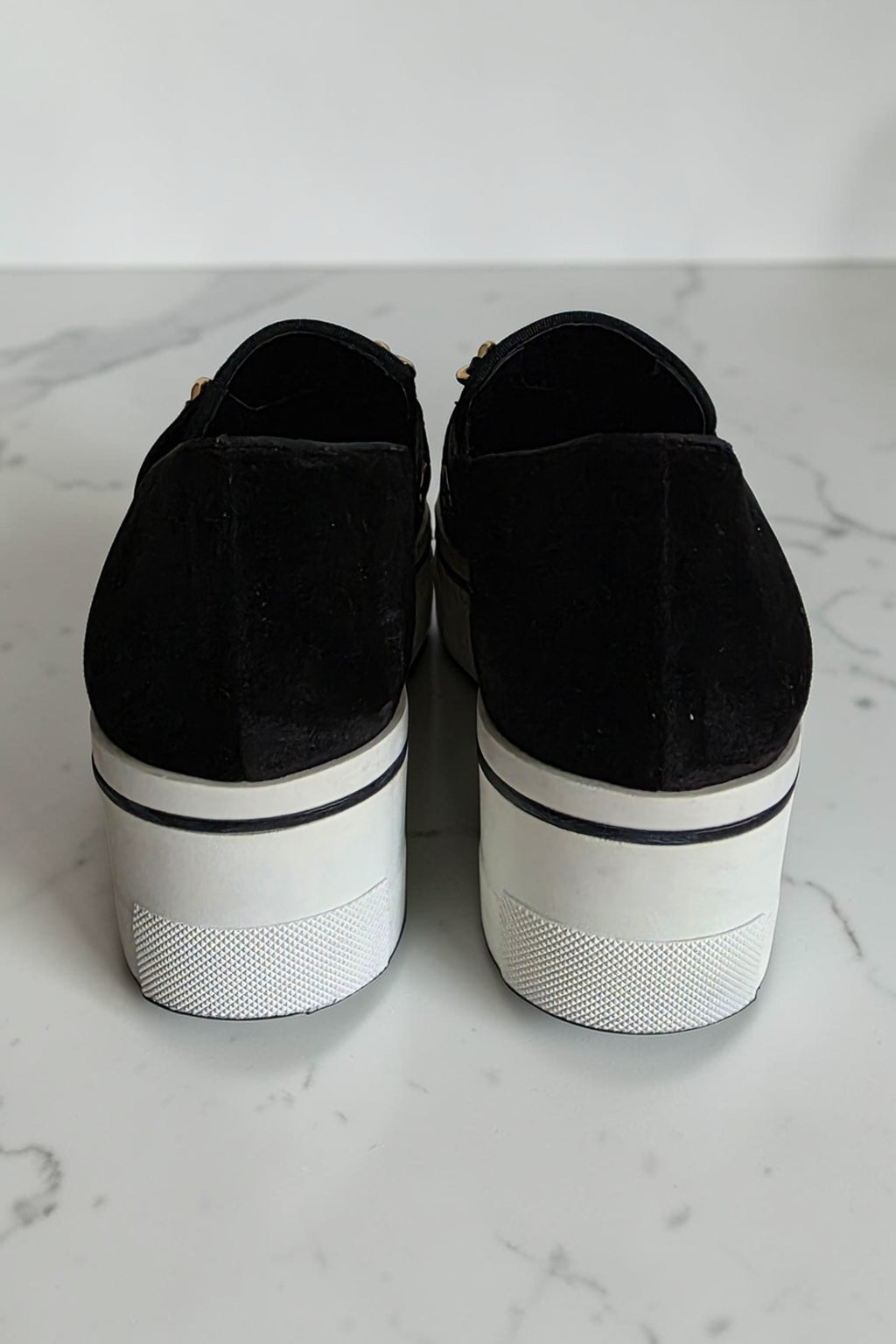 Stella mccartney platform schoenen instappers sneakers loafers velvet zwart 36 tweedehands dames designer