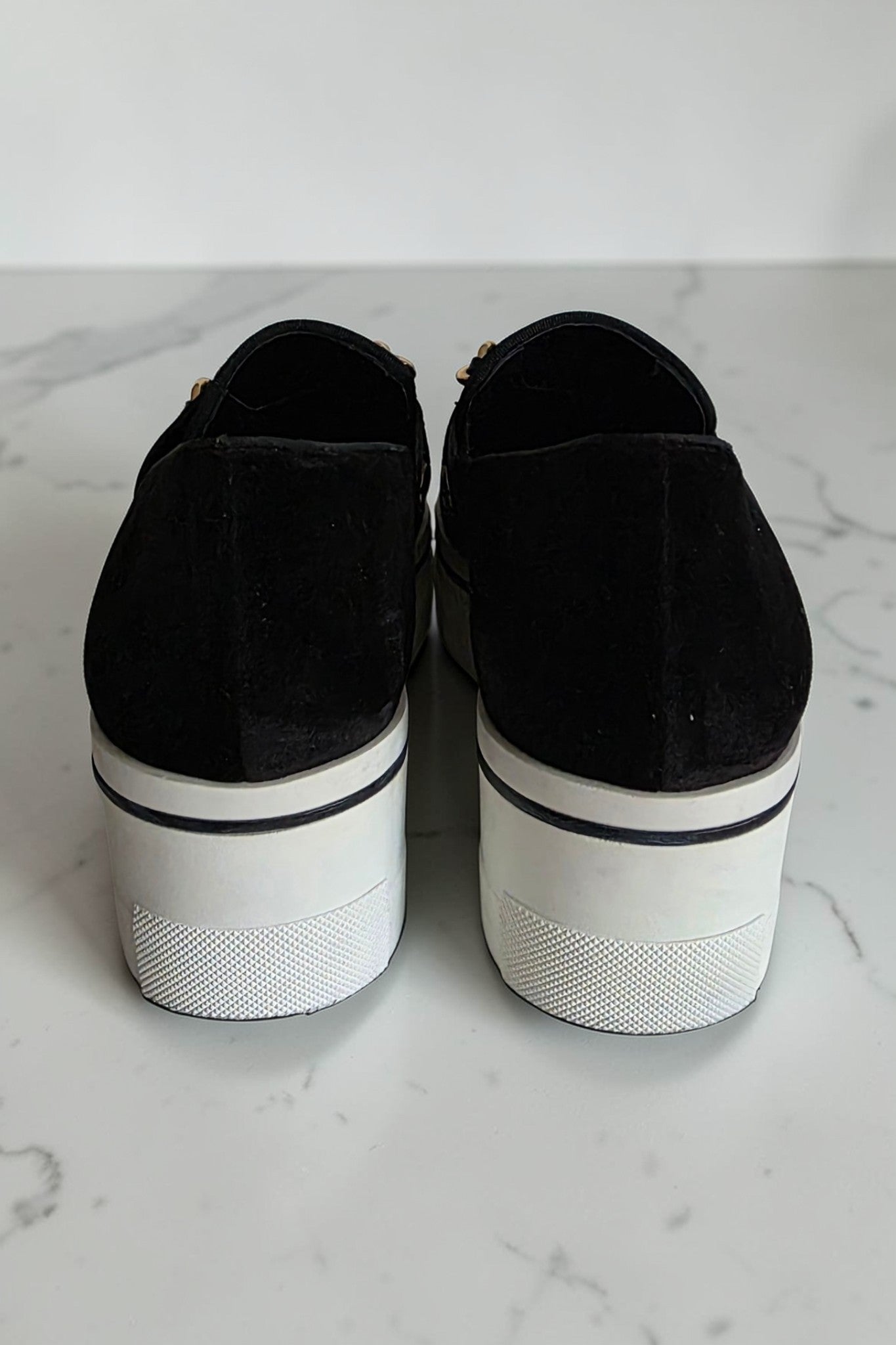 Stella mccartney platform schoenen instappers sneakers loafers velvet zwart 36 tweedehands dames designer