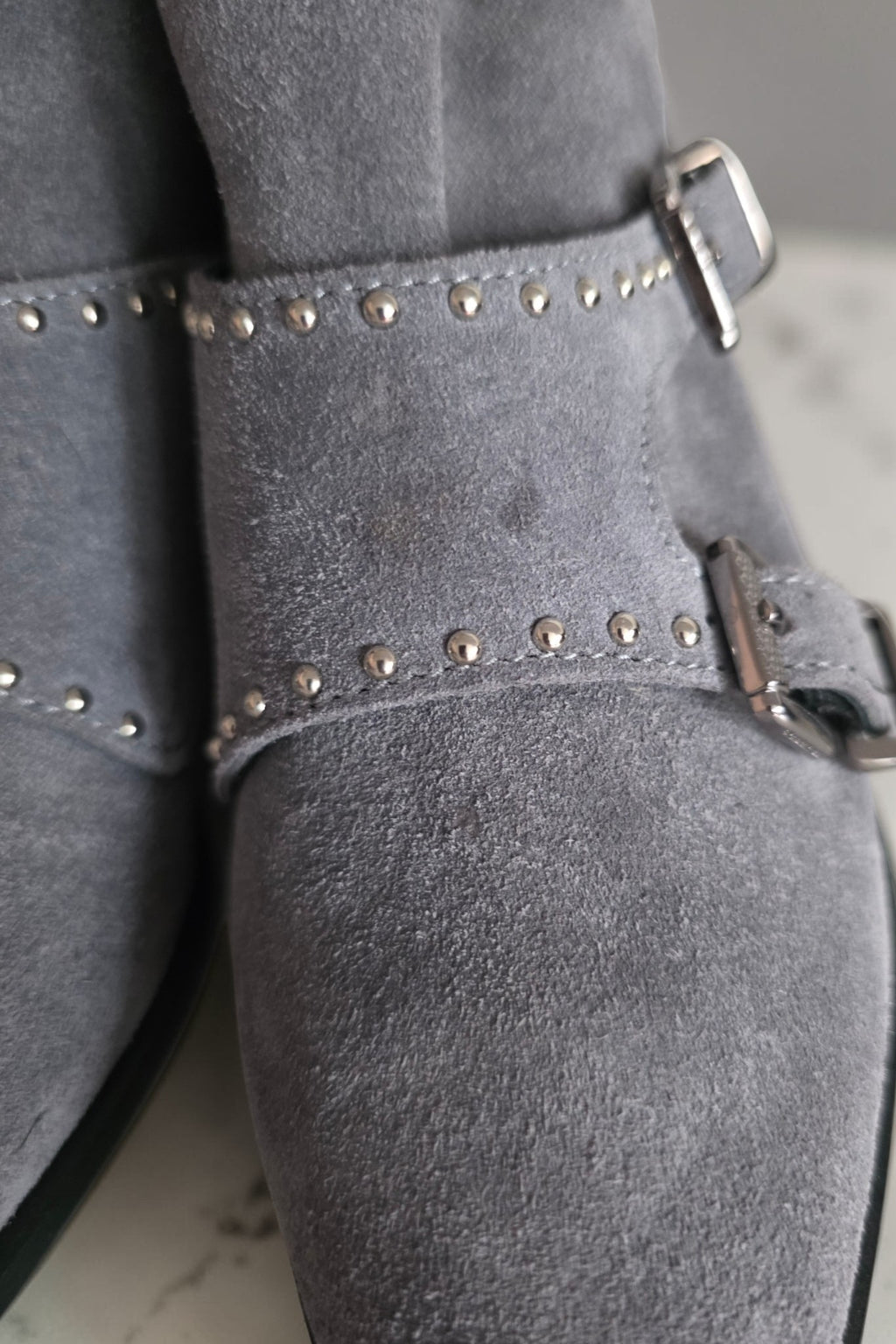 Barbara Bui Paris suede enkellaarzen kleine hak grijs 37 tweedehands dames designer
