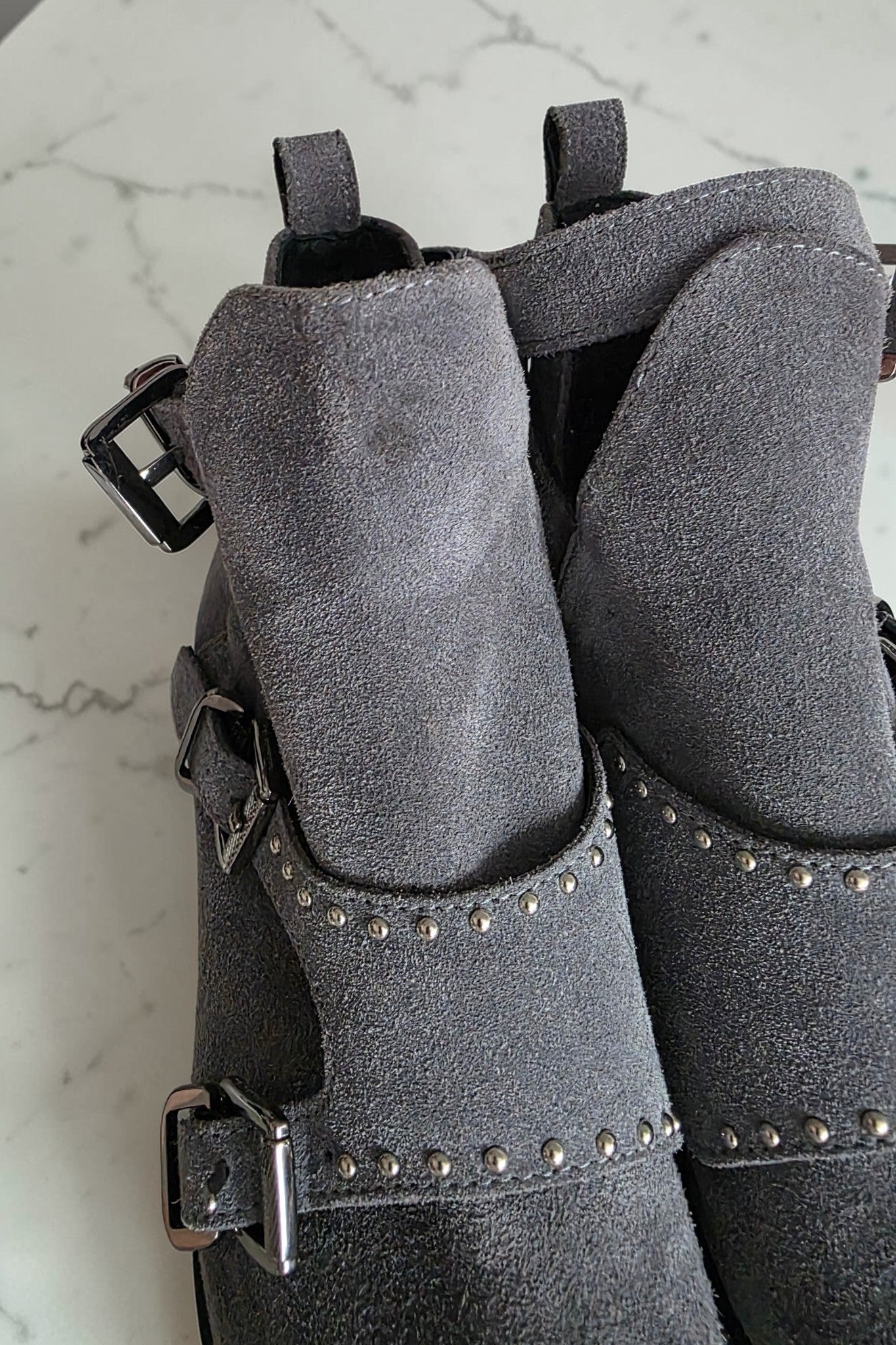Barbara Bui Paris suede enkellaarzen kleine hak grijs 37 tweedehands dames designer