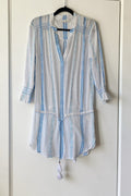 Heidi Klein resort beach wear jurkje wit blauw katoen M pre-loved designer