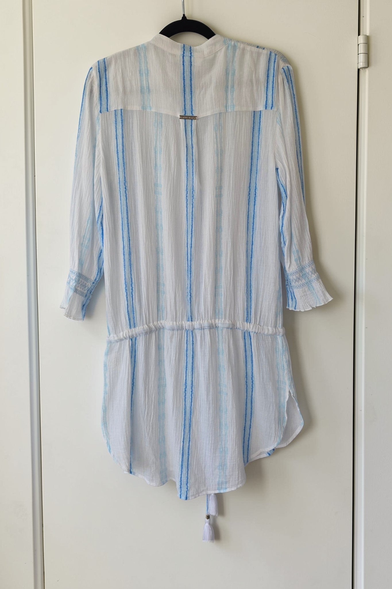 Heidi Klein resort beach wear jurkje wit blauw katoen M pre-loved designer