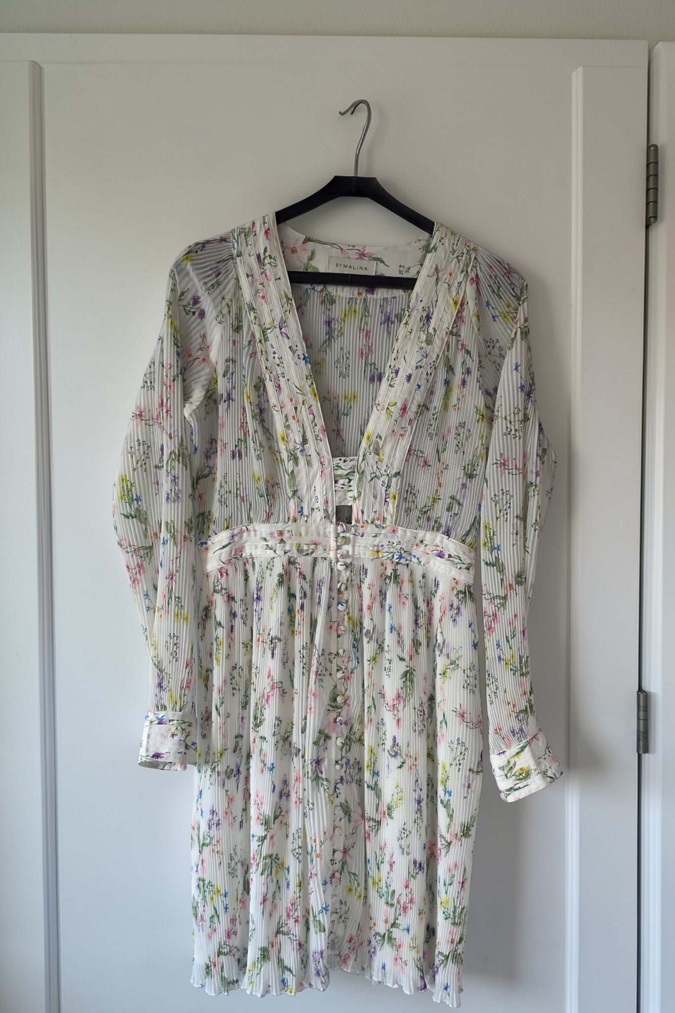 By Malina korte plissé boho ibiza jurkje creme wit 36 S pre-loved designer