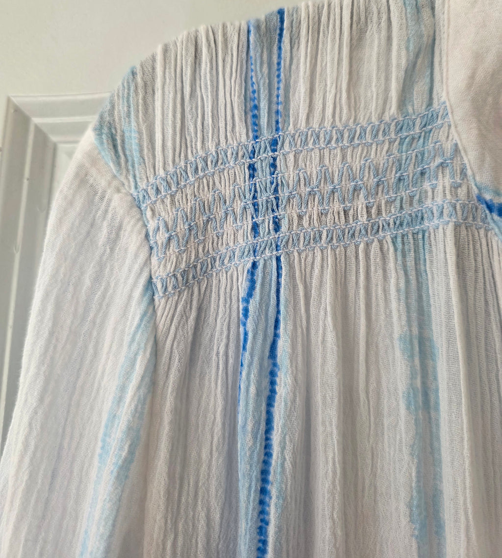 Heidi Klein resort beach wear jurkje wit blauw katoen M pre-loved designer