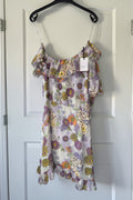 Berenice asymmetrisch kort jurkje paars lila off shoulder nieuw