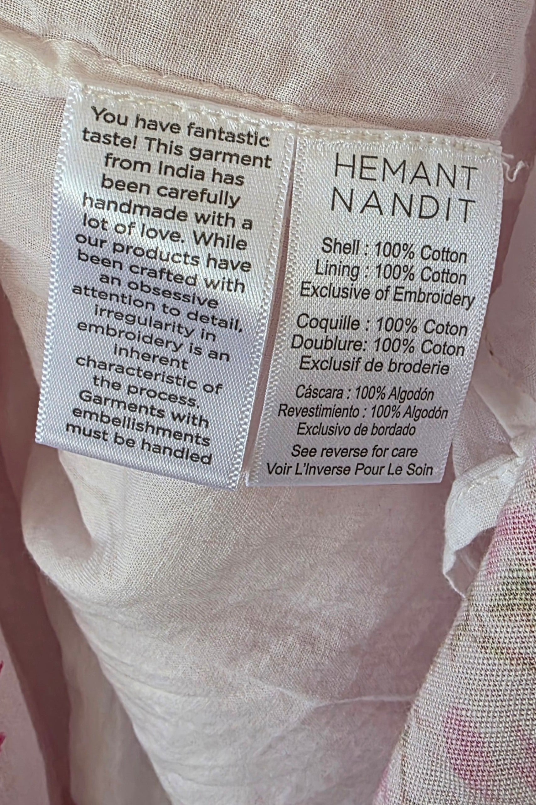 Hemant & Nandita floral ibiza boho midi rok resortwear roze M 38 tweedehands dames designer