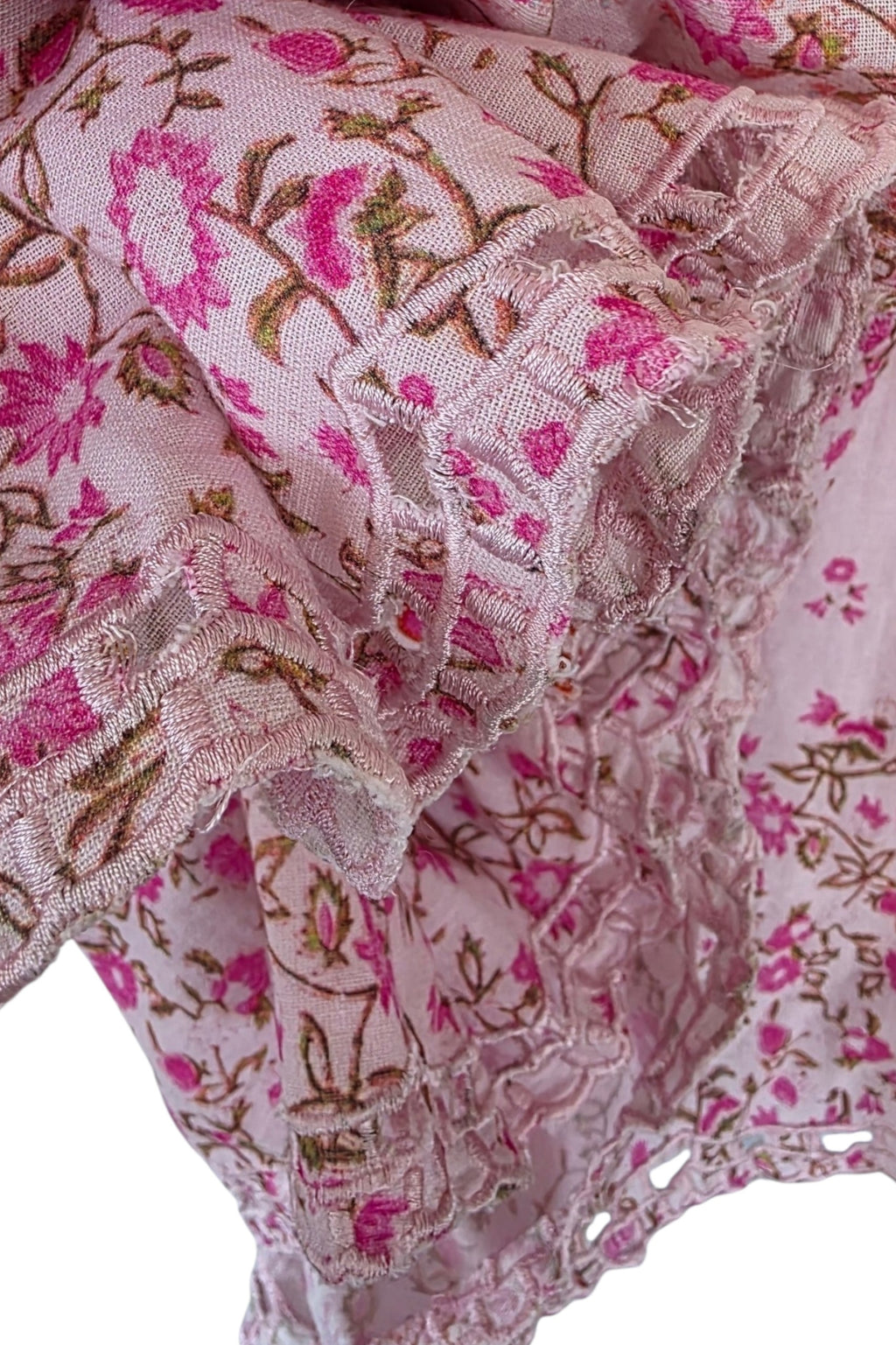 Hemant & Nandita floral ibiza boho midi rok resortwear roze M 38 tweedehands dames designer