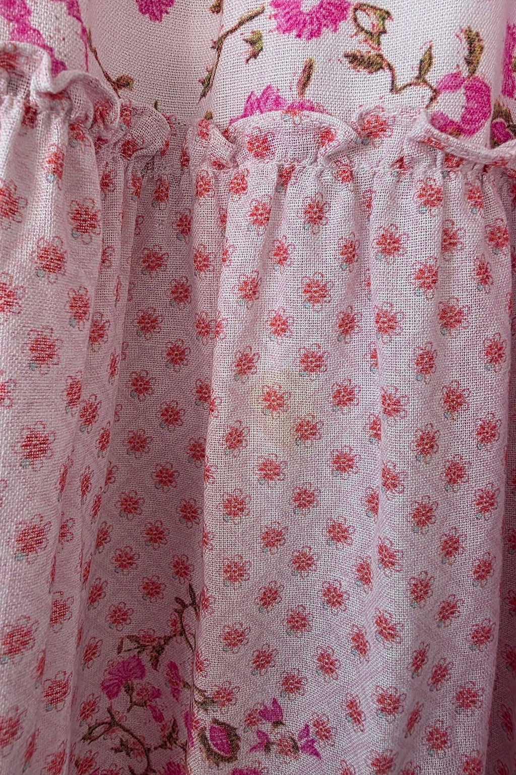 Hemant & Nandita floral ibiza boho midi rok resortwear roze M 38 tweedehands dames designer