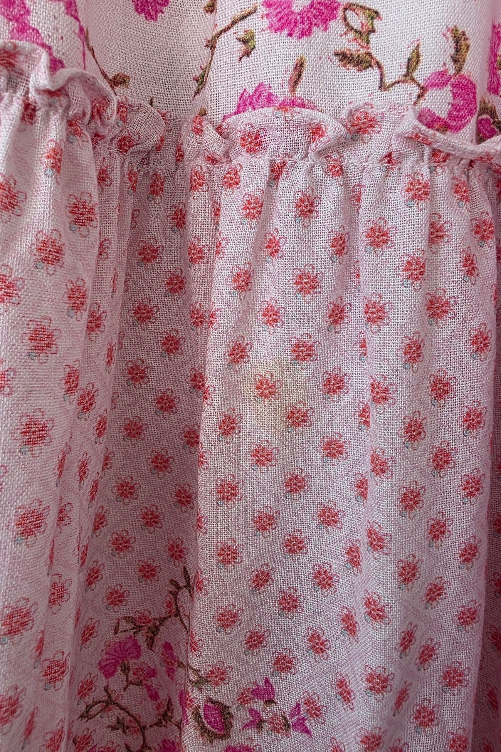 Hemant & Nandita floral ibiza boho midi rok resortwear roze M 38 tweedehands dames designer