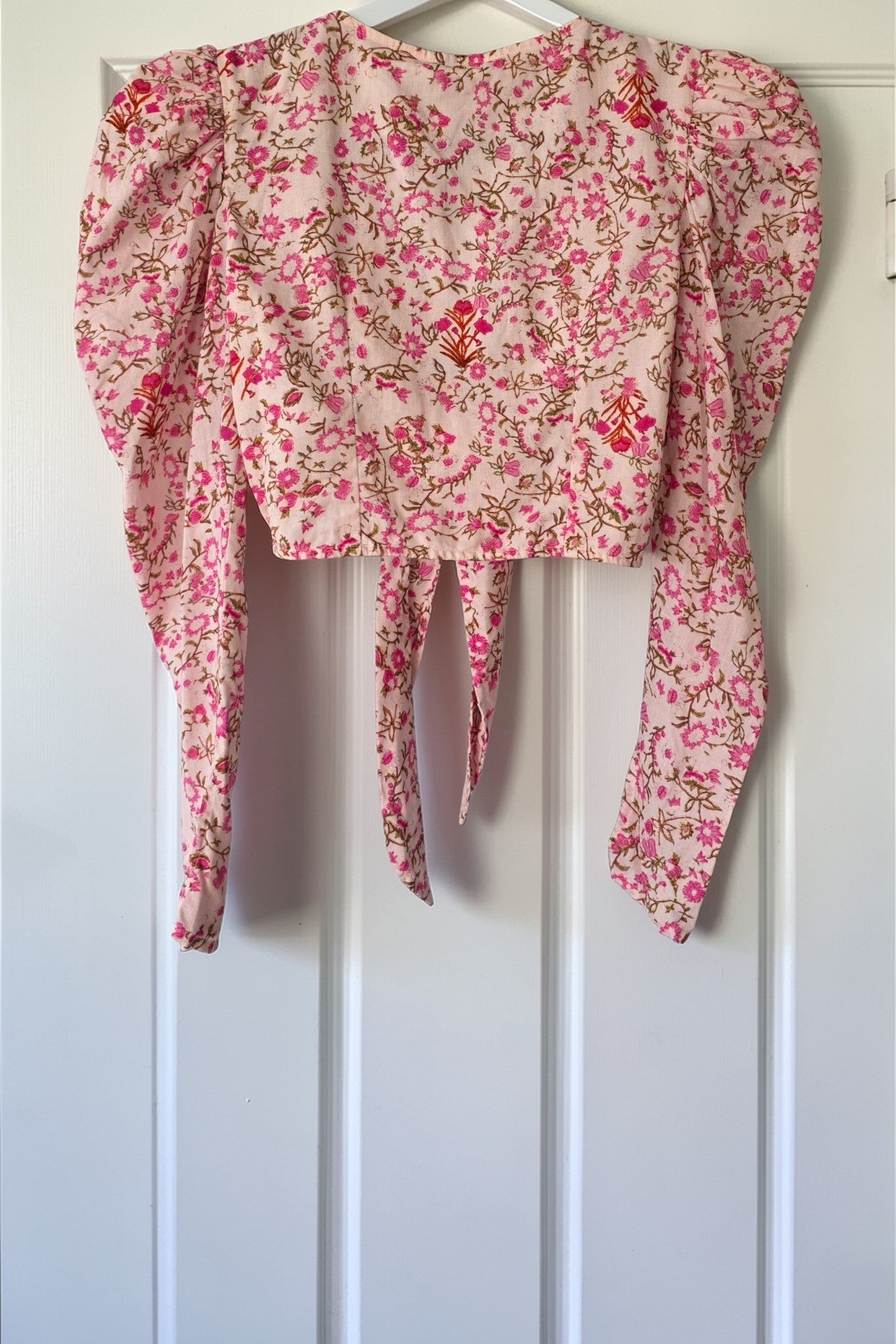 Hemant & Nandita linnen crop top roze M nieuw designer