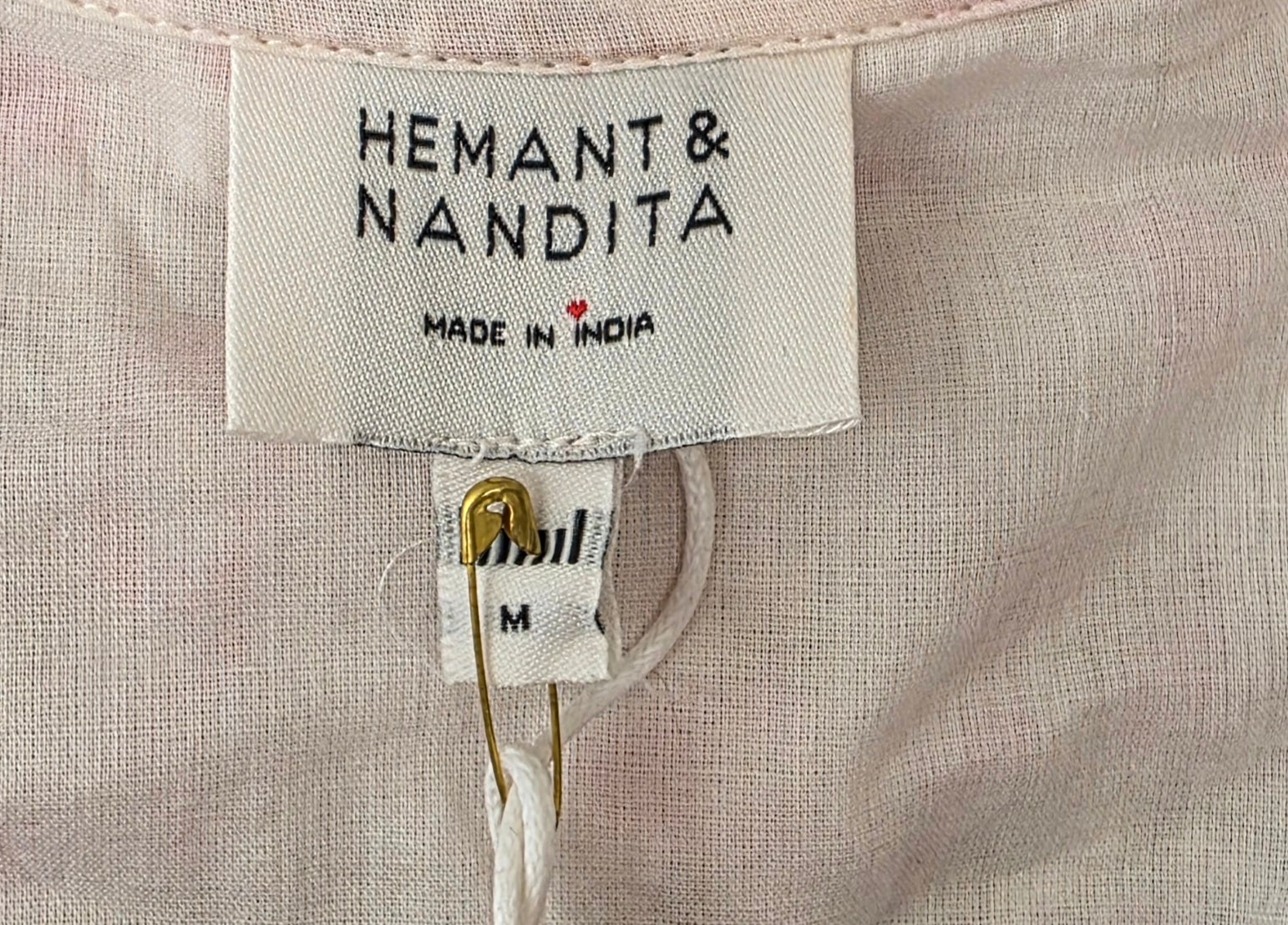 Hemant & Nandita linnen crop top roze M nieuw designer