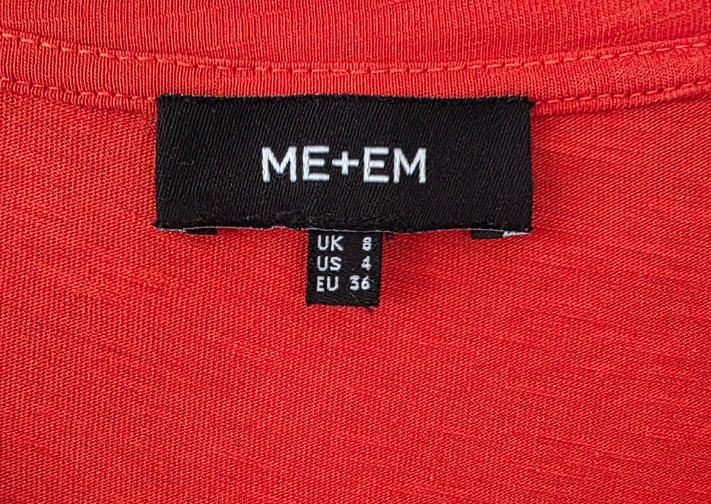 ME+EM midi jurk korte mouw katoen oranje Pre-Loved S 36