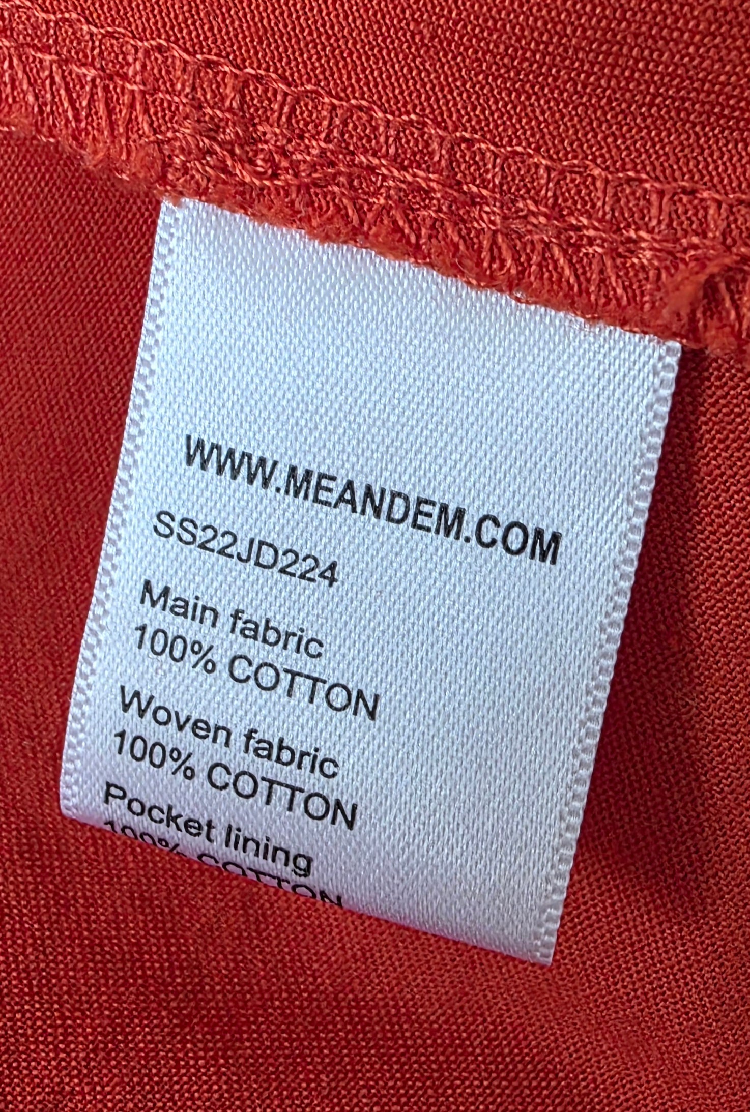 ME+EM midi jurk korte mouw katoen oranje Pre-Loved S 36