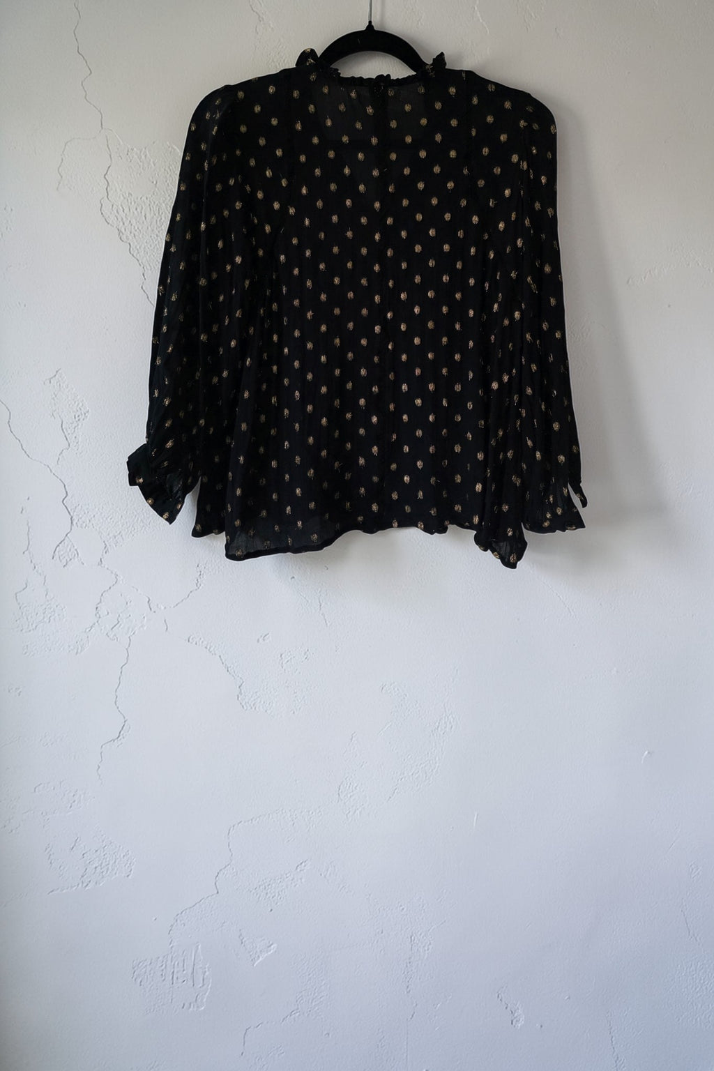 Maison Hotel vega blouse midnight blauw S 36 doorschijnend pre-loved boho ibiza