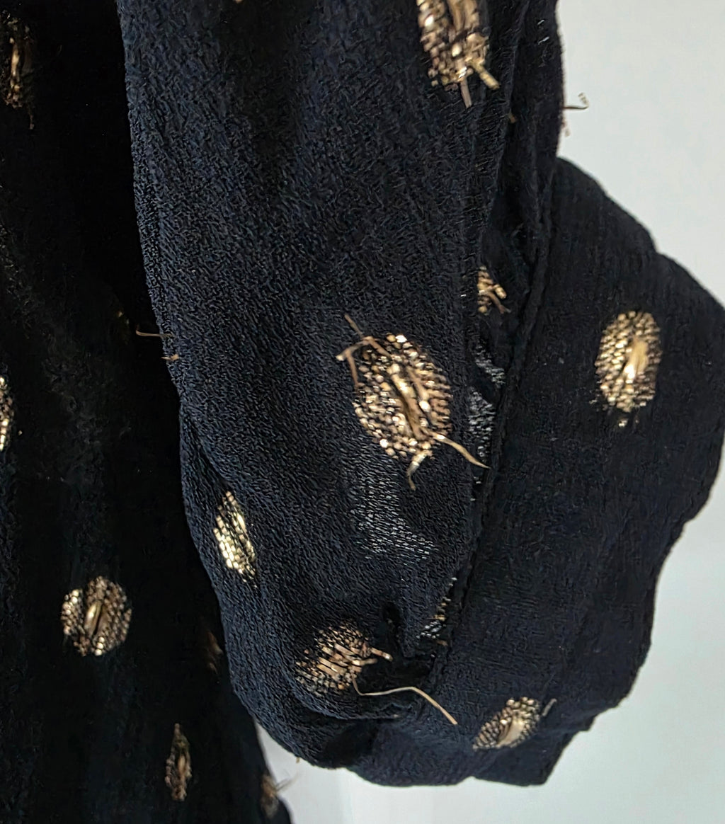 Maison Hotel vega blouse midnight blauw S 36 doorschijnend pre-loved boho ibiza