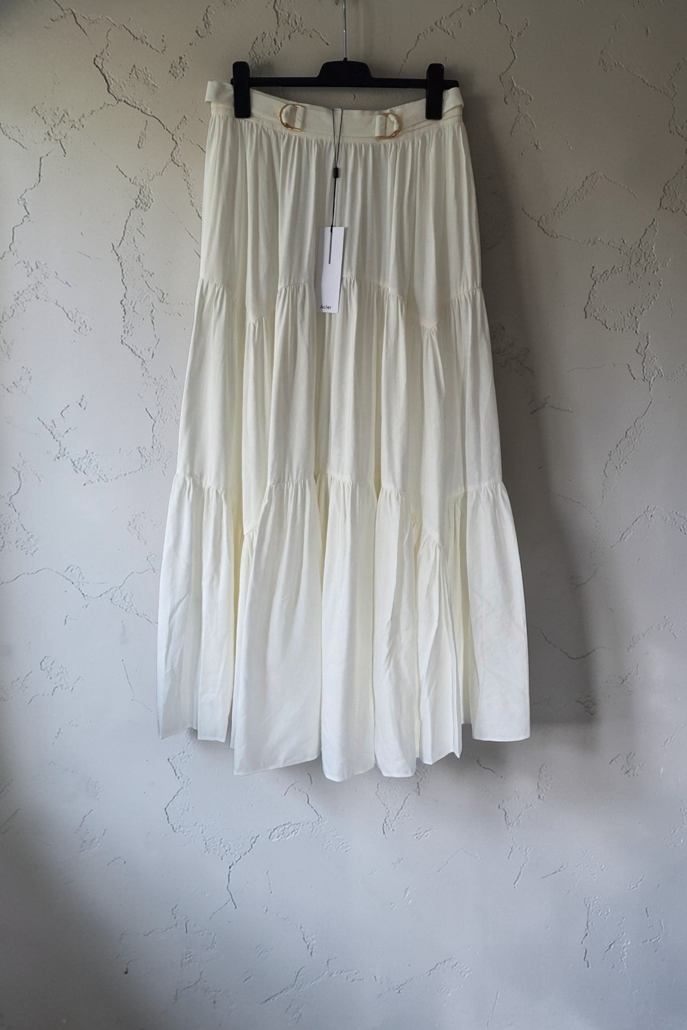 Acler lange rok linnen mix ivory wit 40 L nieuw designer ibiza boho