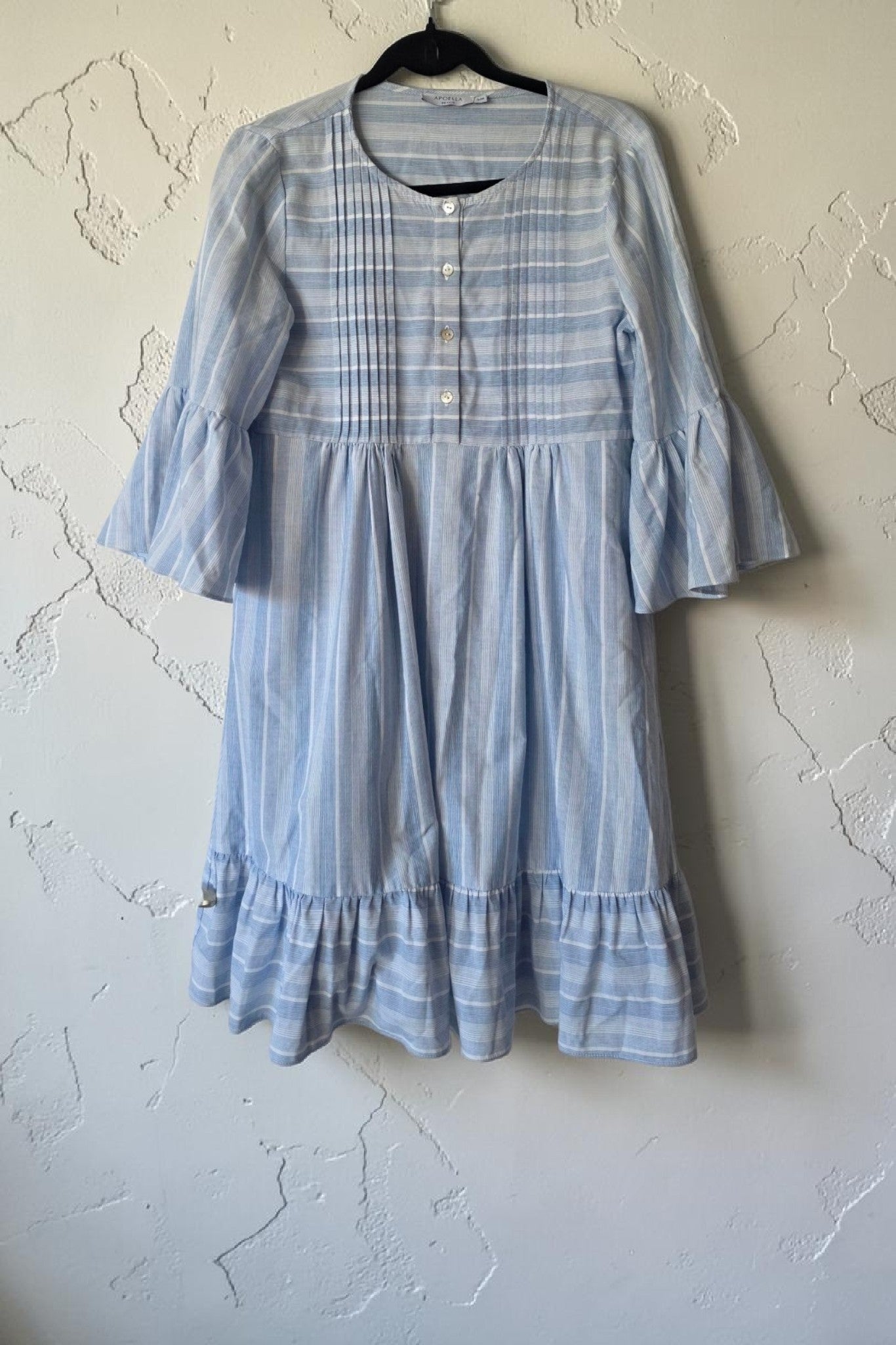 Apoella resort beach wear jurkje wit blauw gestreept katoen pre-loved s/m